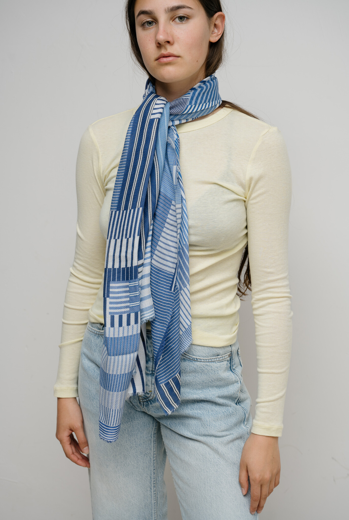 Sky Blue Stripes scarf Blue White