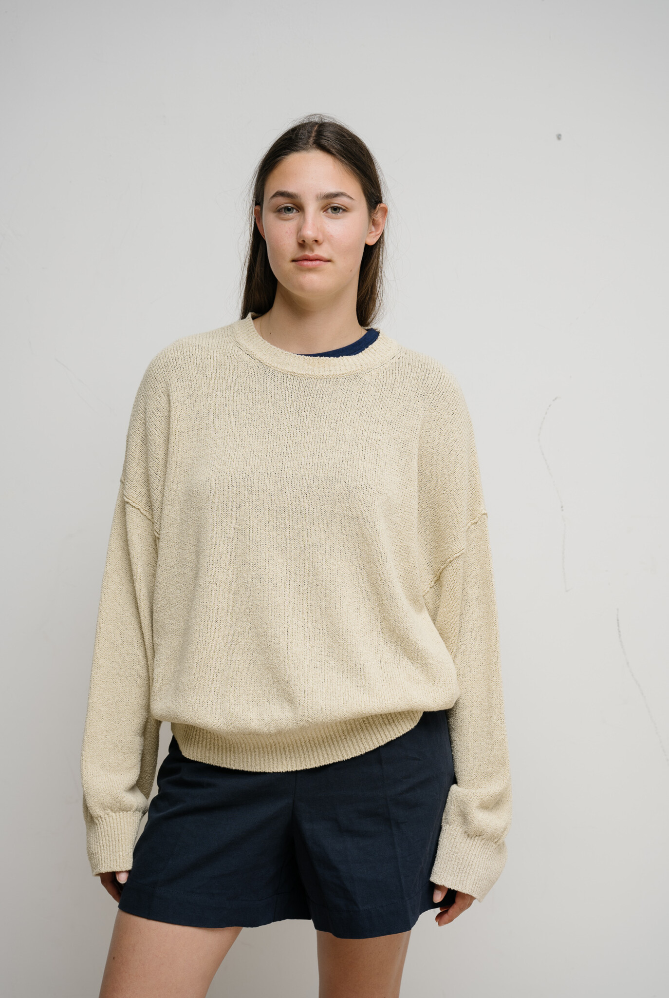 Linen cotton knitted sweater Sand