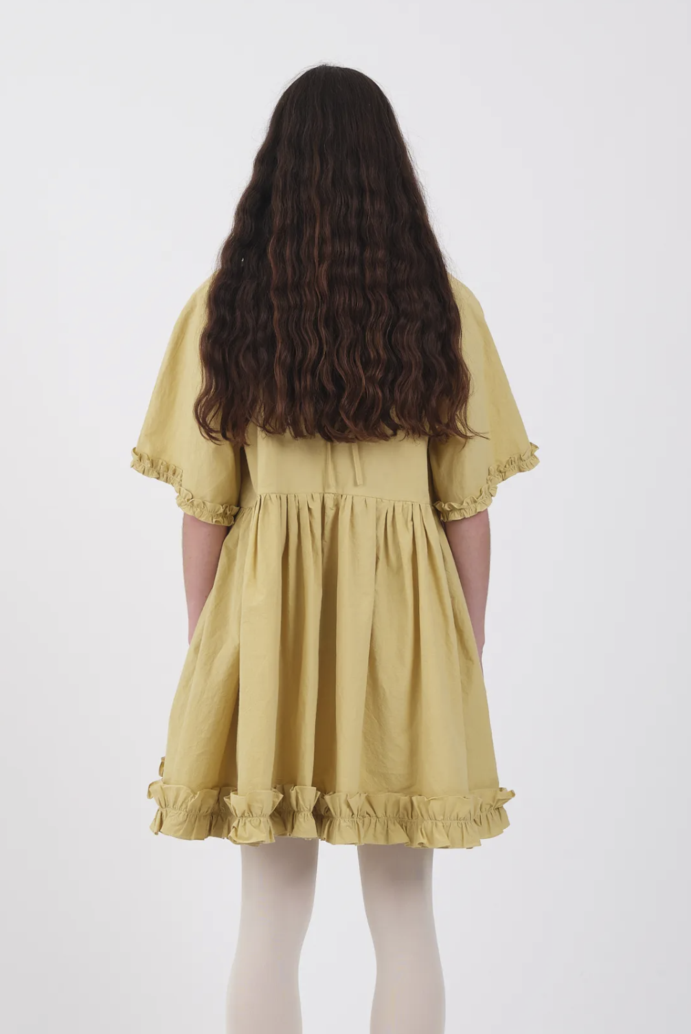 Japanese Crisp Cotton Delilah Frill Dress Celery