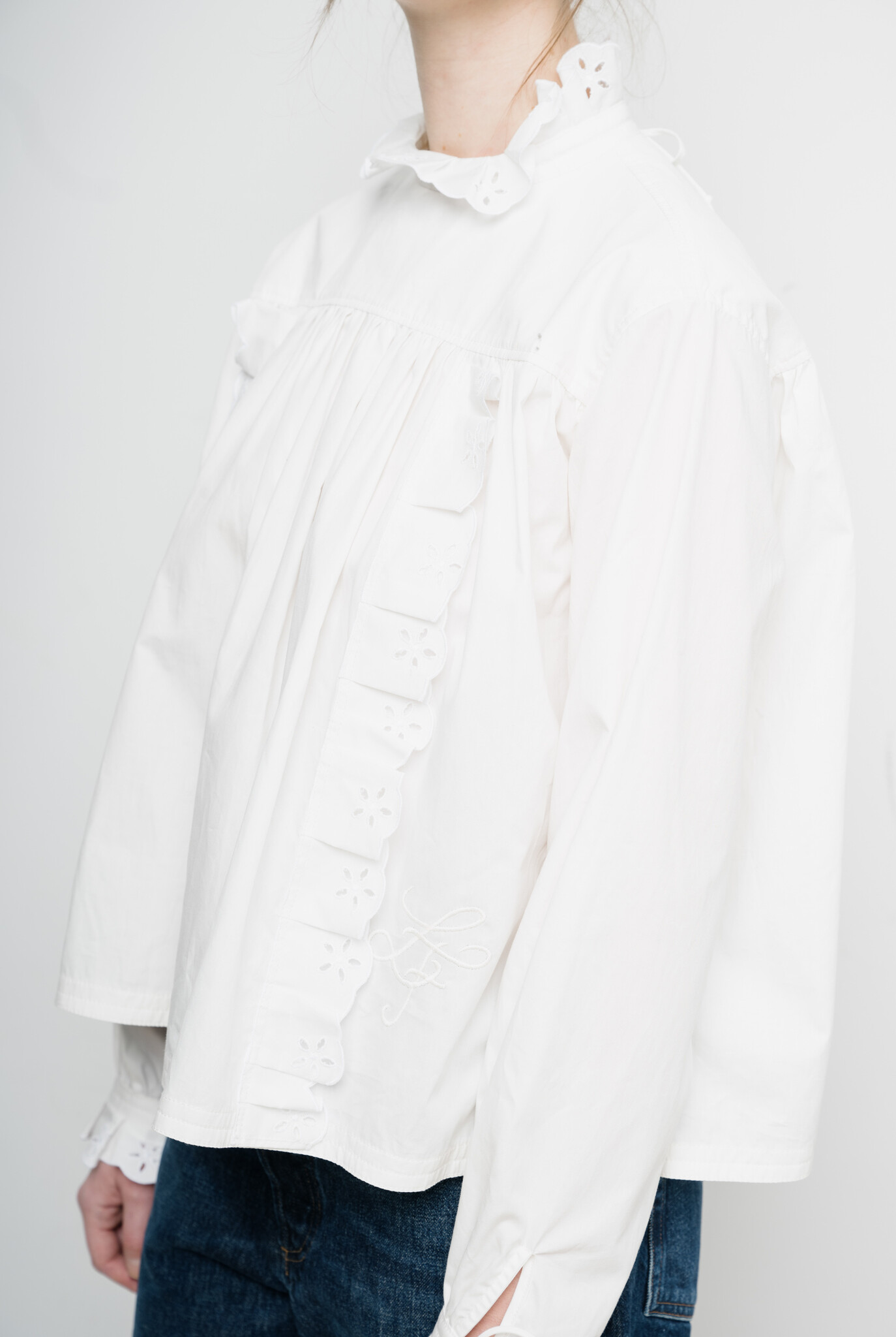 Ginette French Broderie Blouse Ecru