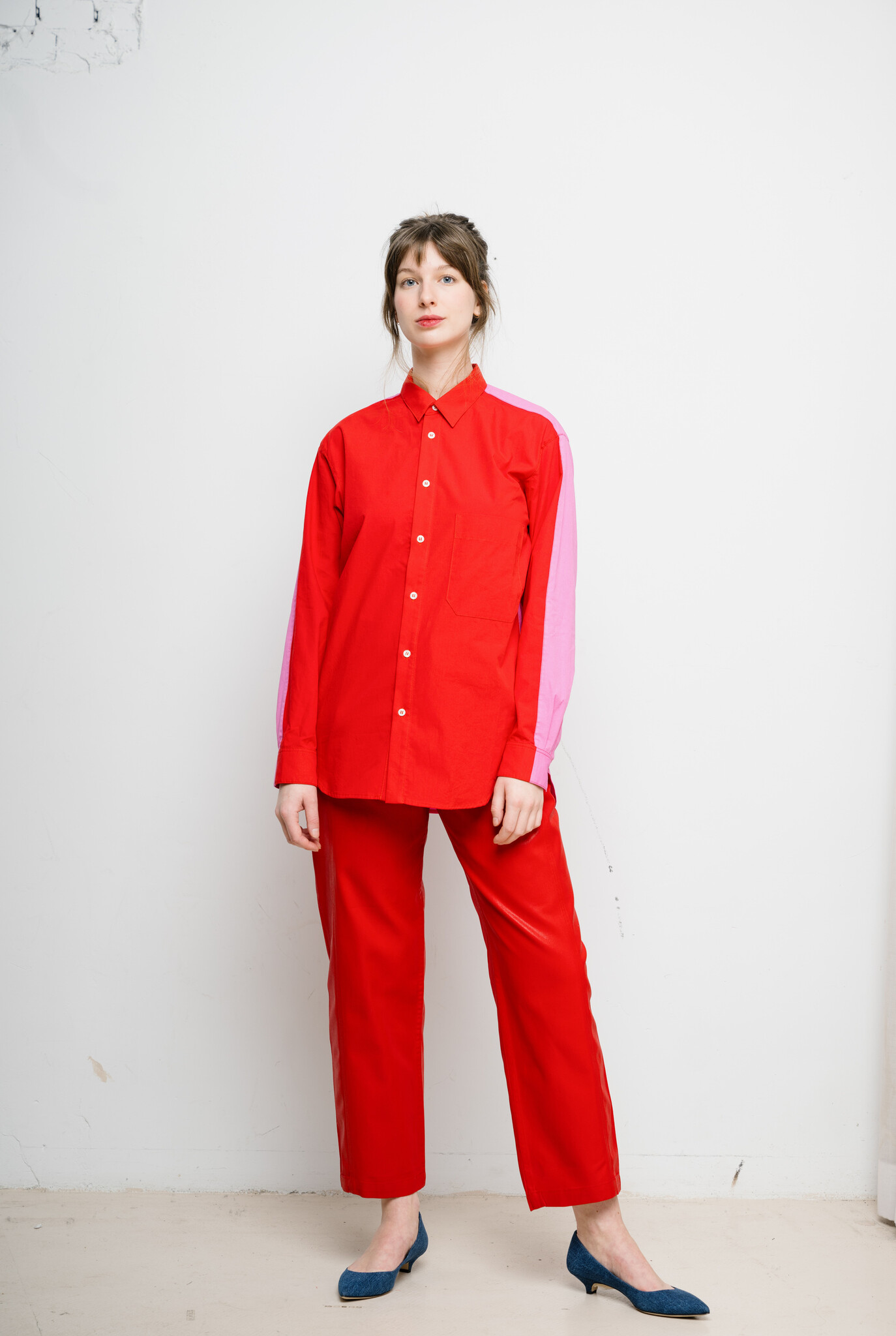 June Patched Shirt Lipstick Red / Pink