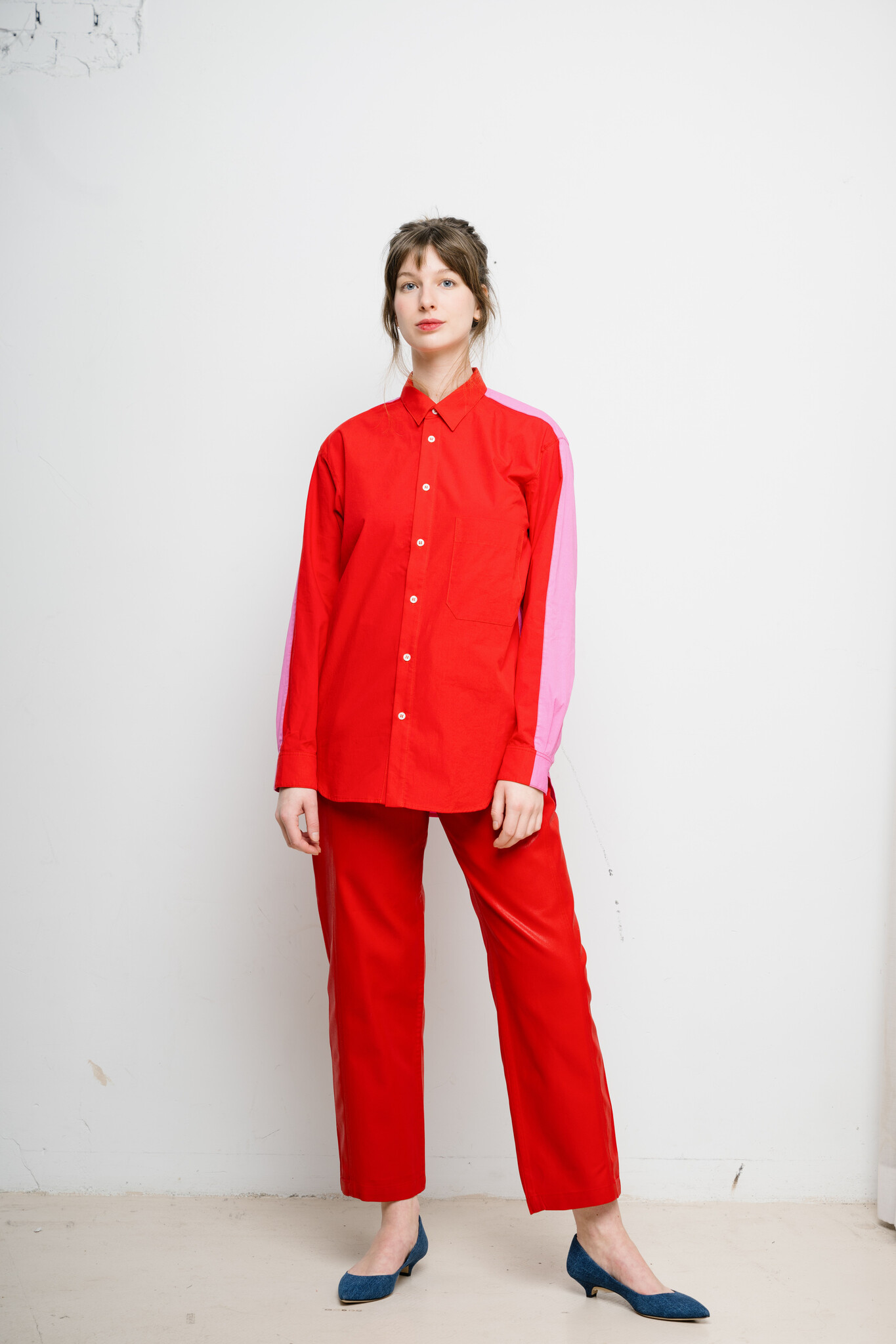 June Patched Shirt Lipstick Red / Pink