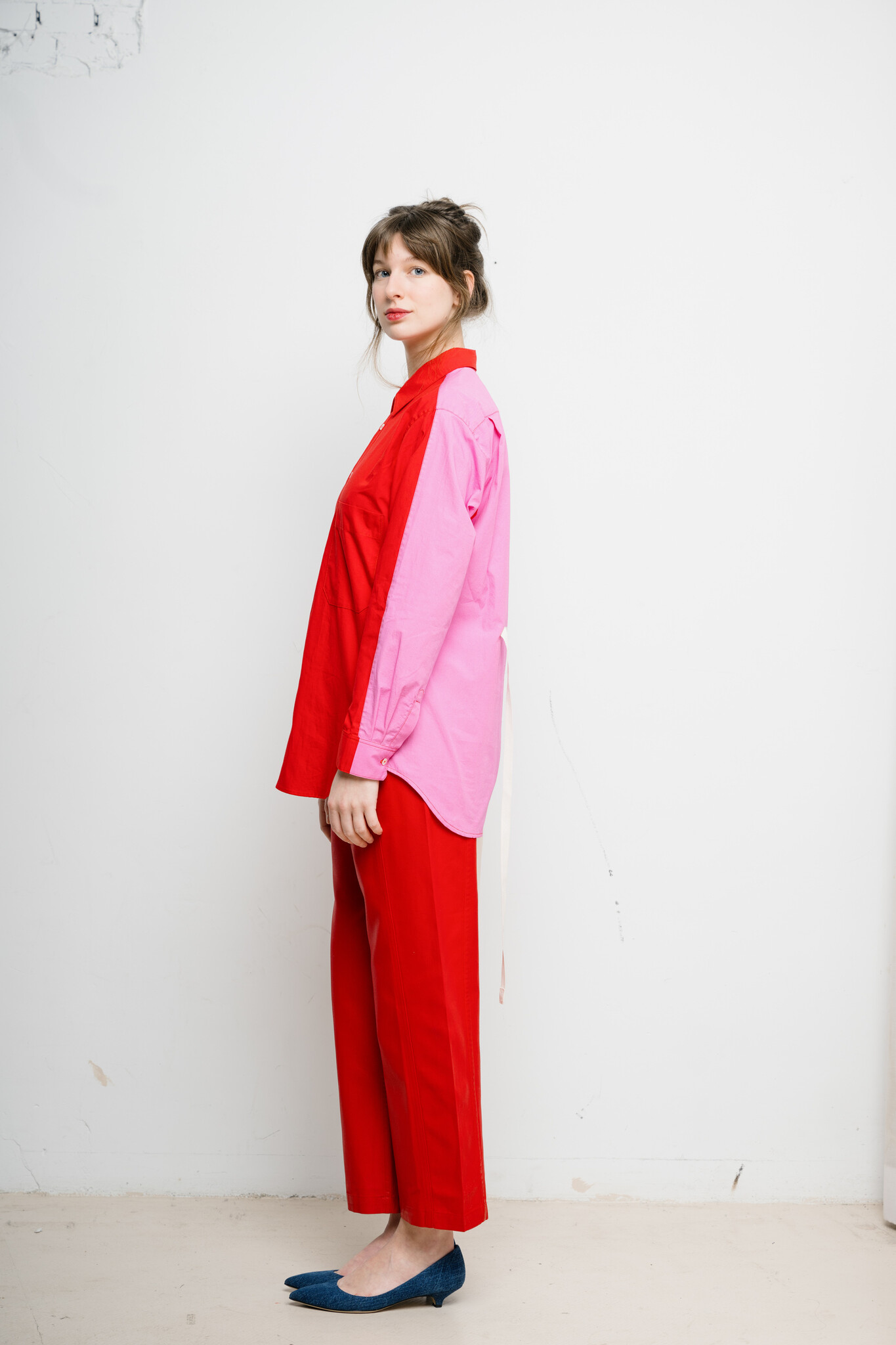 June Patched Shirt Lipstick Red / Pink
