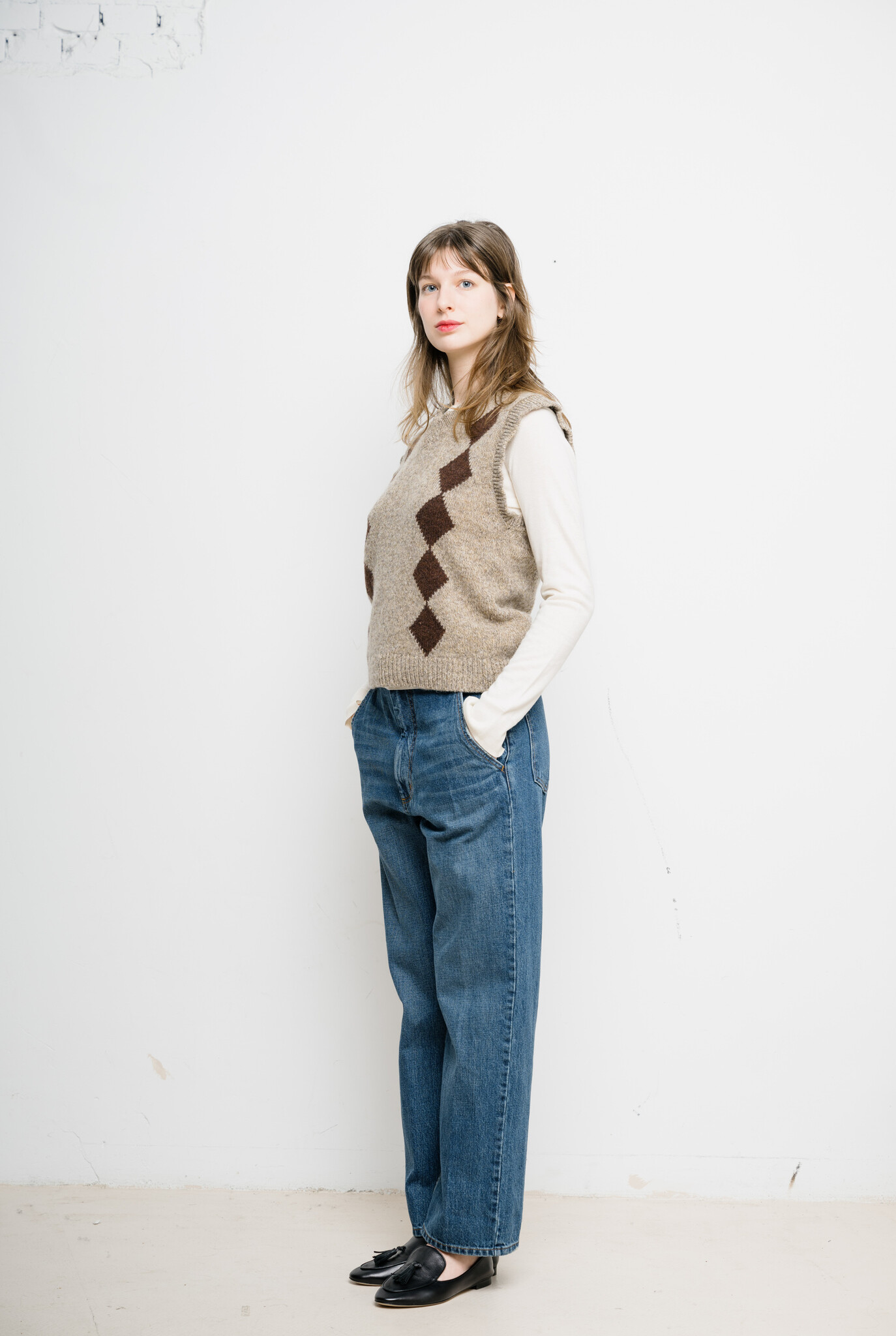 Shetland Argyle Tank Dark Beige & Brown