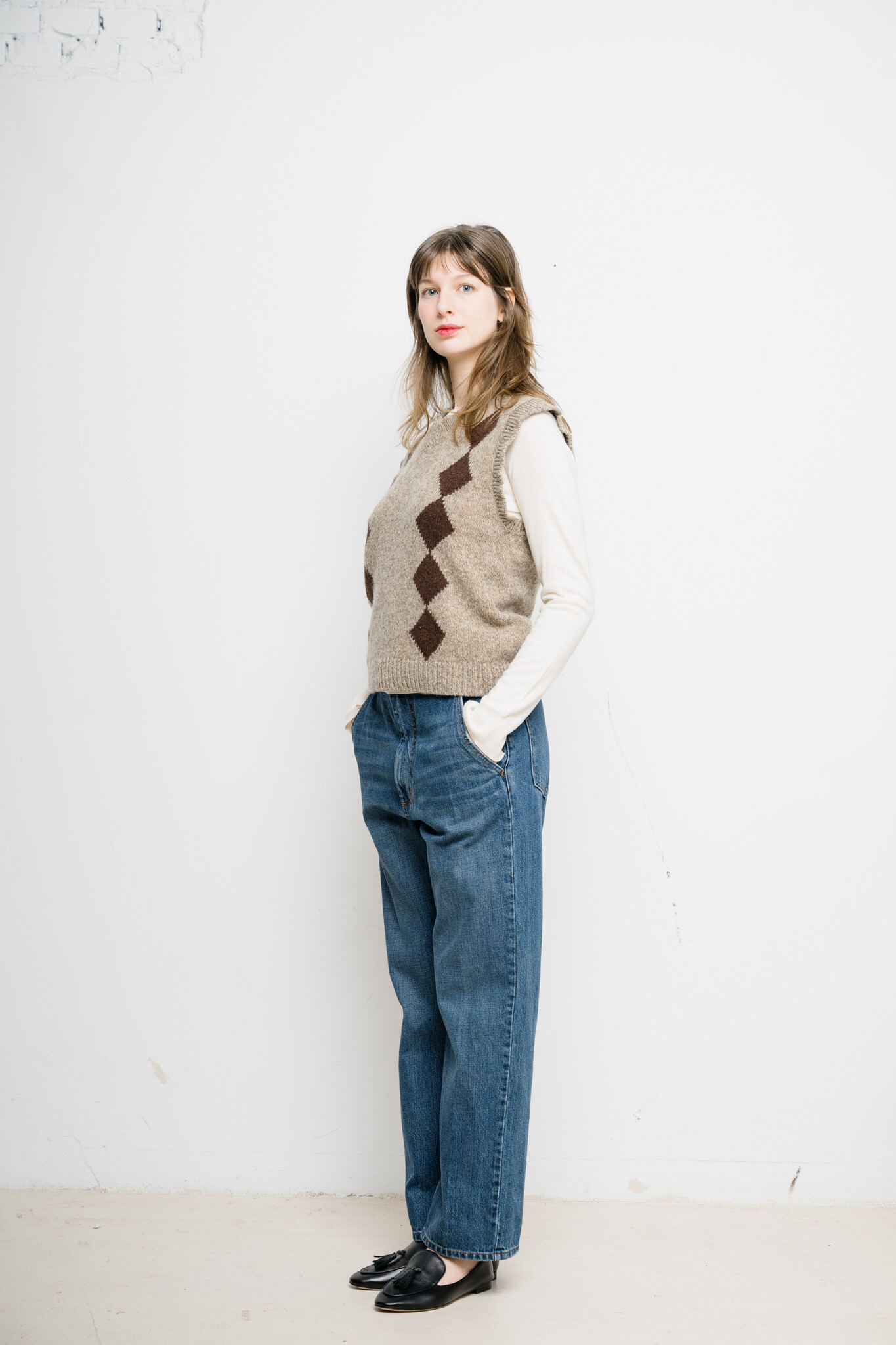 Shetland Argyle Tank Dark Beige & Brown