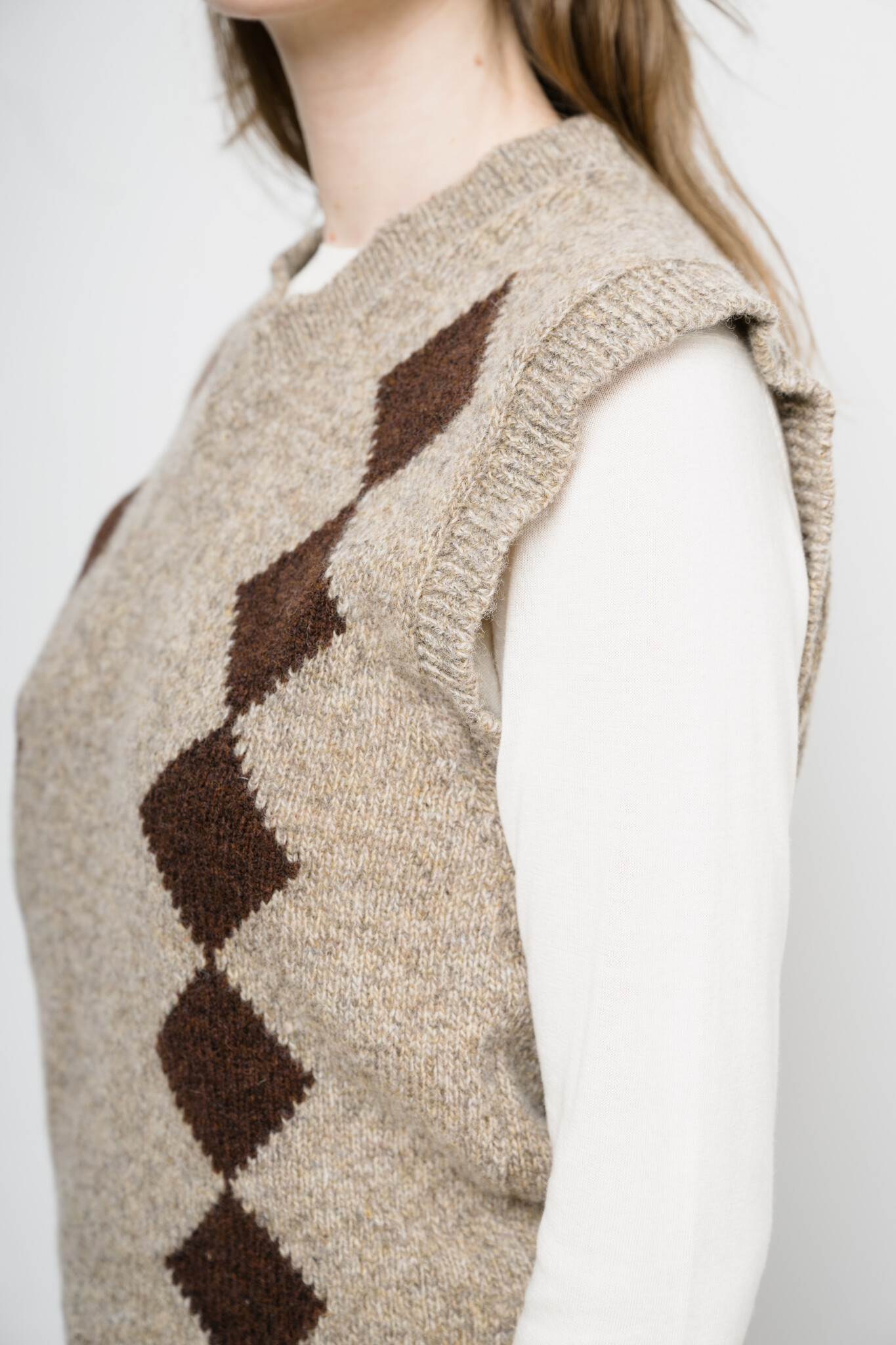 Shetland Argyle Tank Dark Beige & Brown