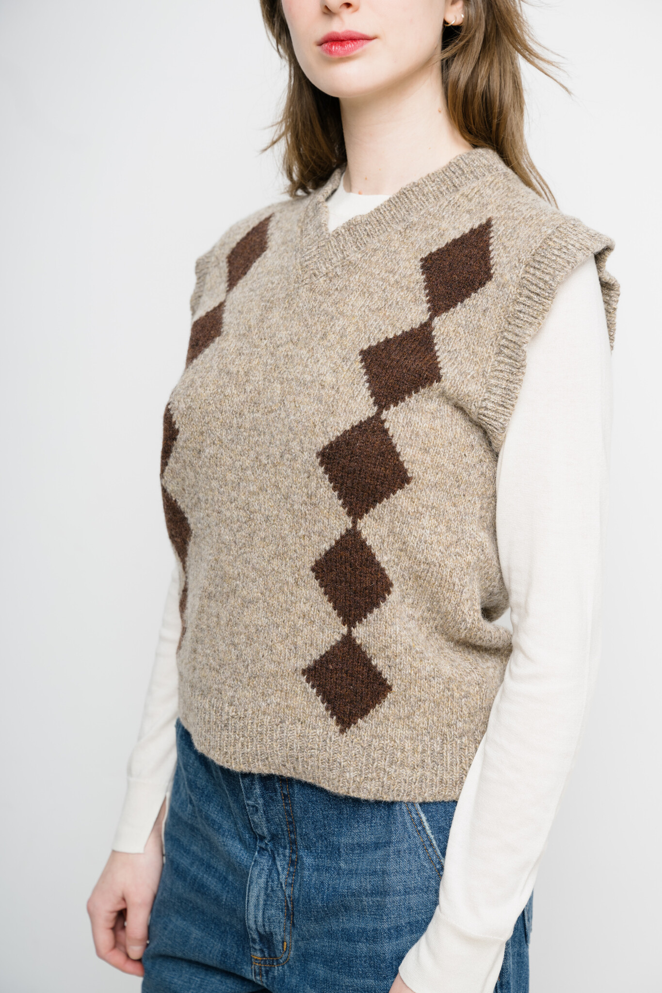 Shetland Argyle Tank Dark Beige & Brown