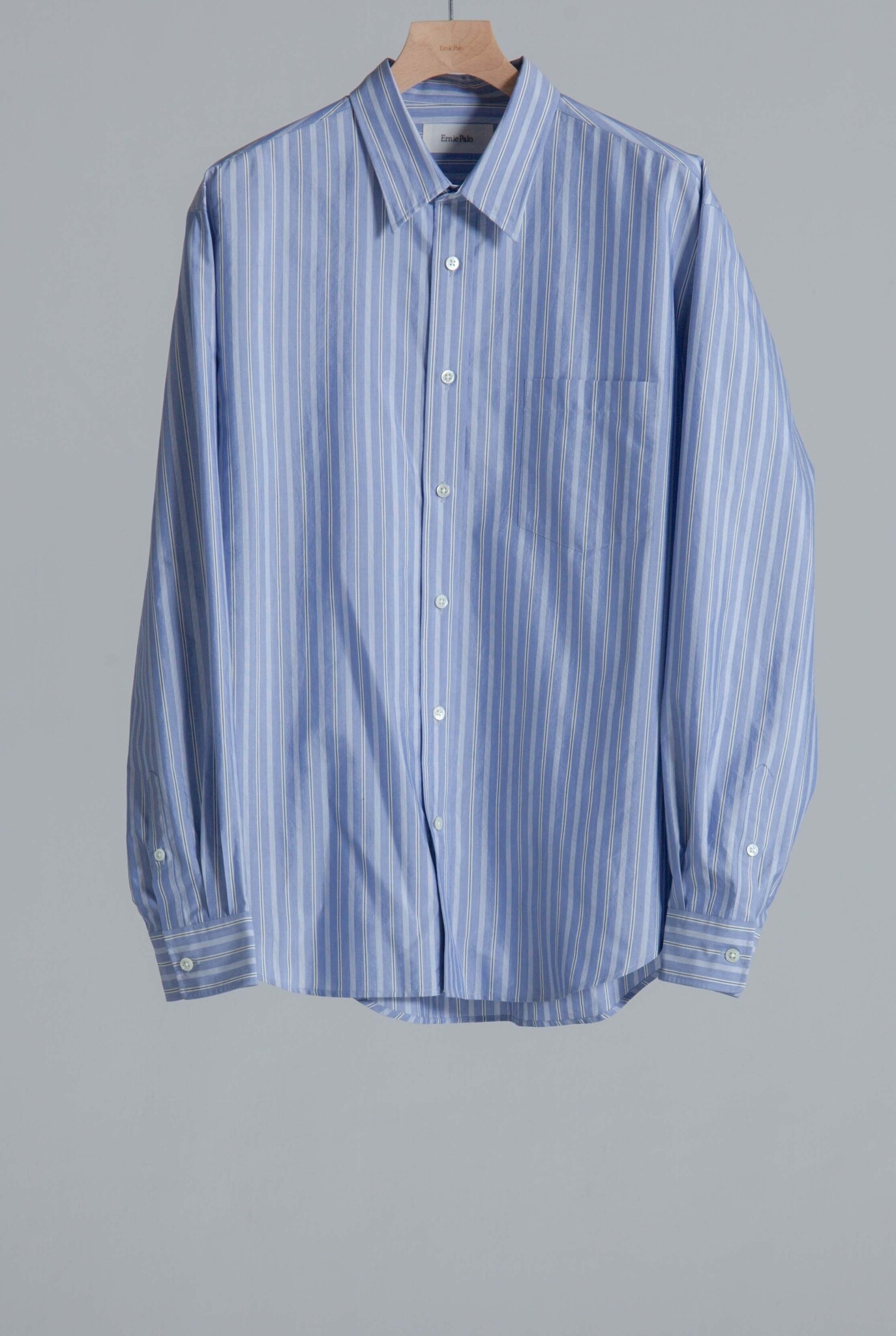 Silk Cotton Shirt Sax Stripe