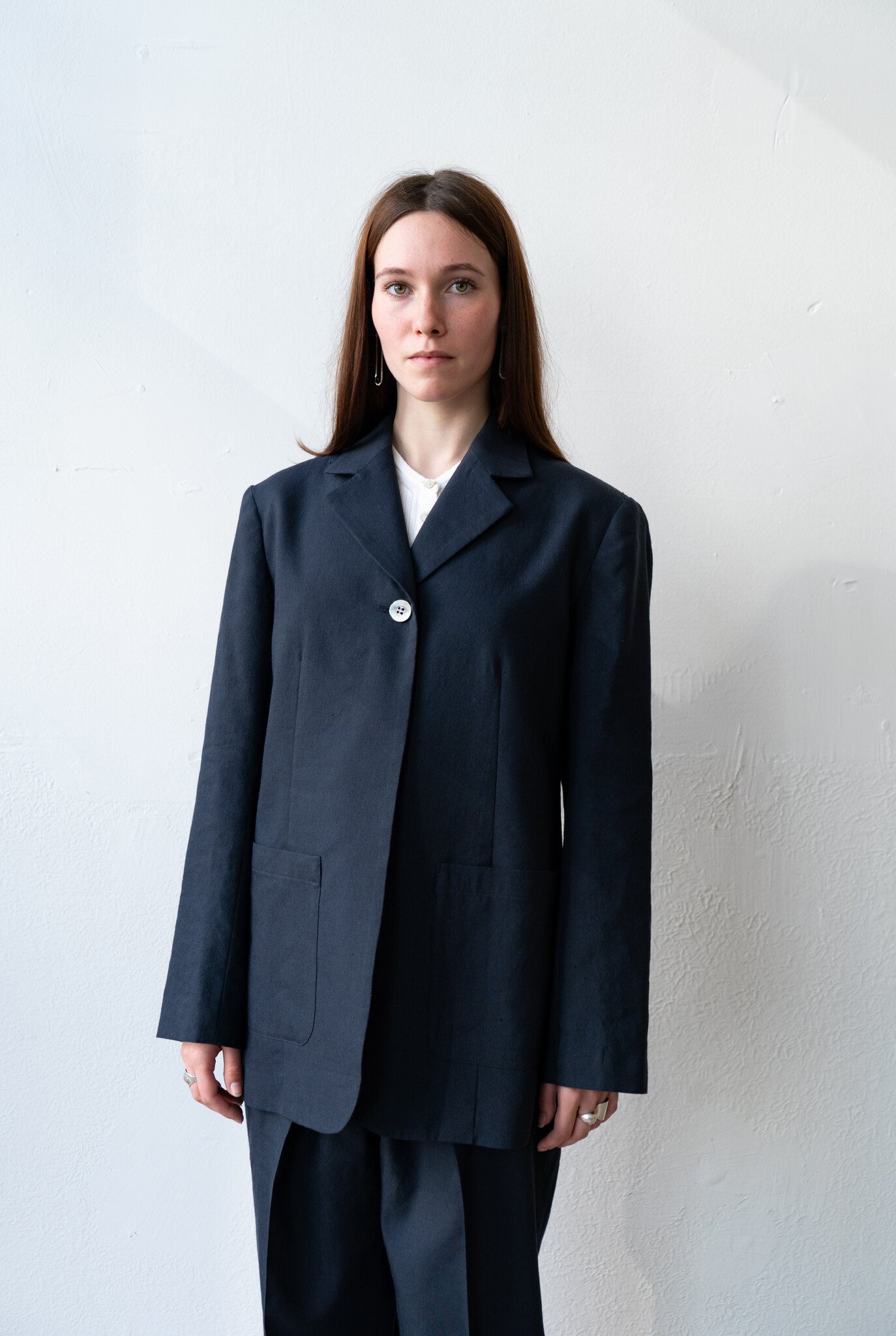 Wool Linen Jacket Navy