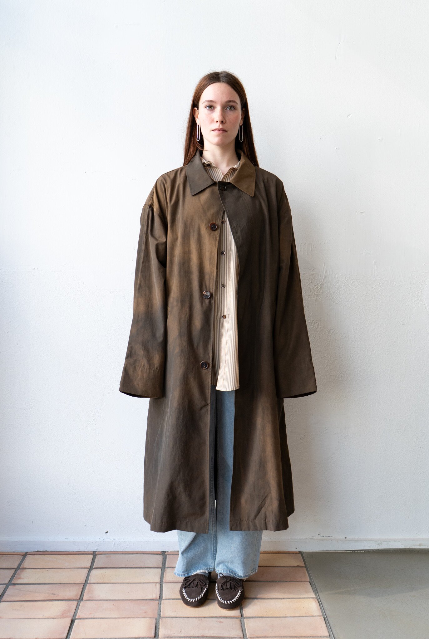 Trench coat washed dark brown