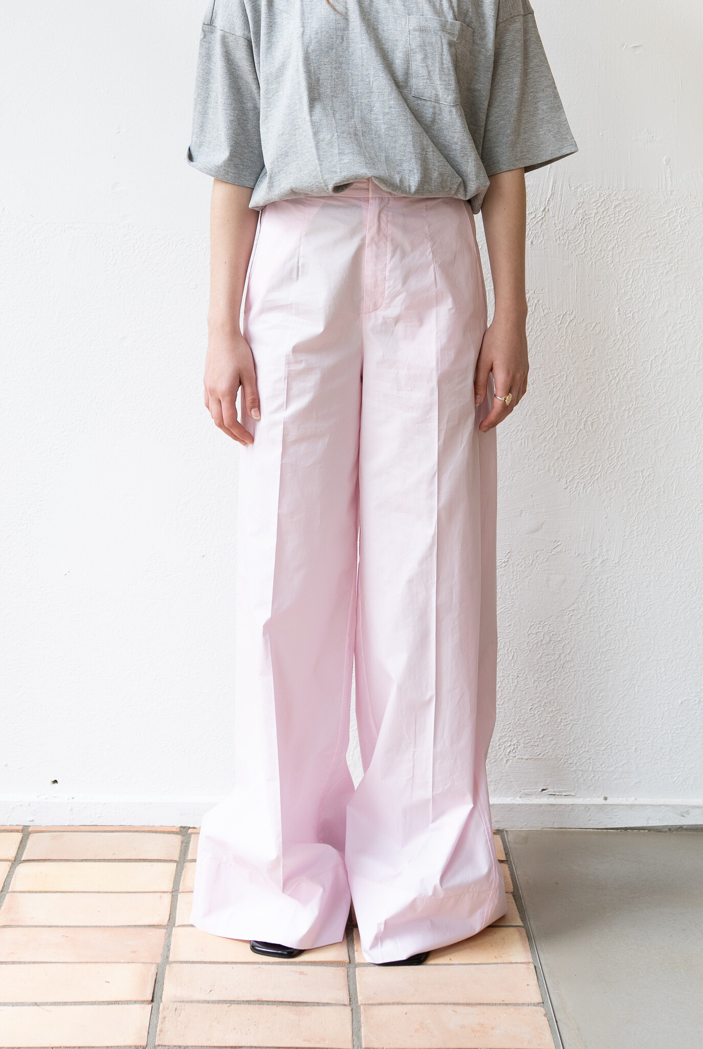 BCI cotton poplin essential flared pants petalo