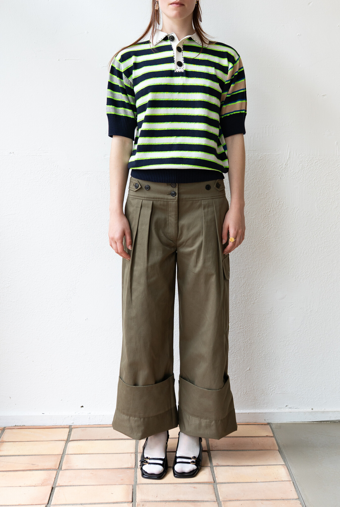 Gabrielle Utility Pleated Pant Khaki