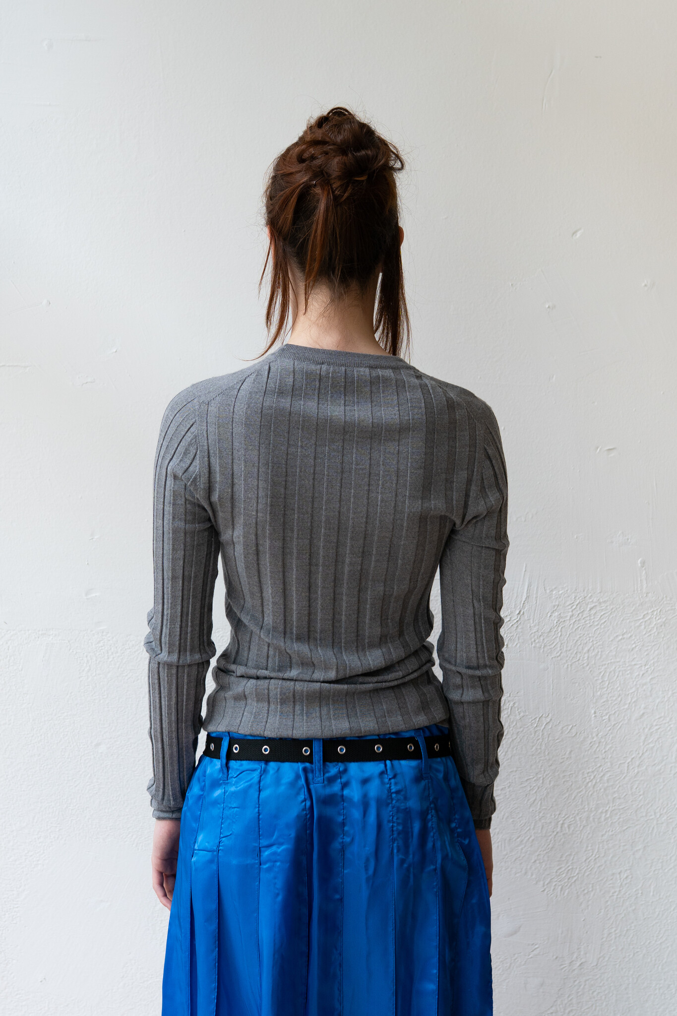 Merino Ribbed Crewneck Grey