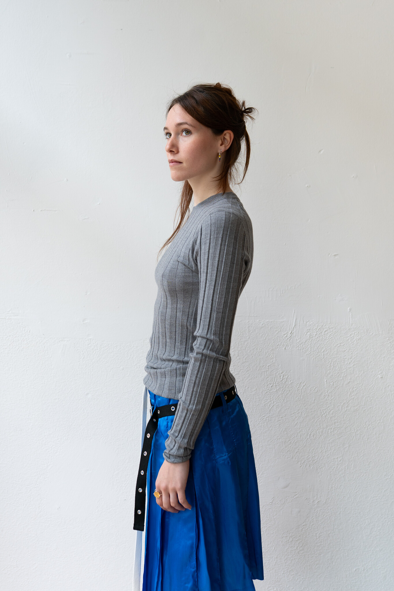 Merino Ribbed Crewneck Grey