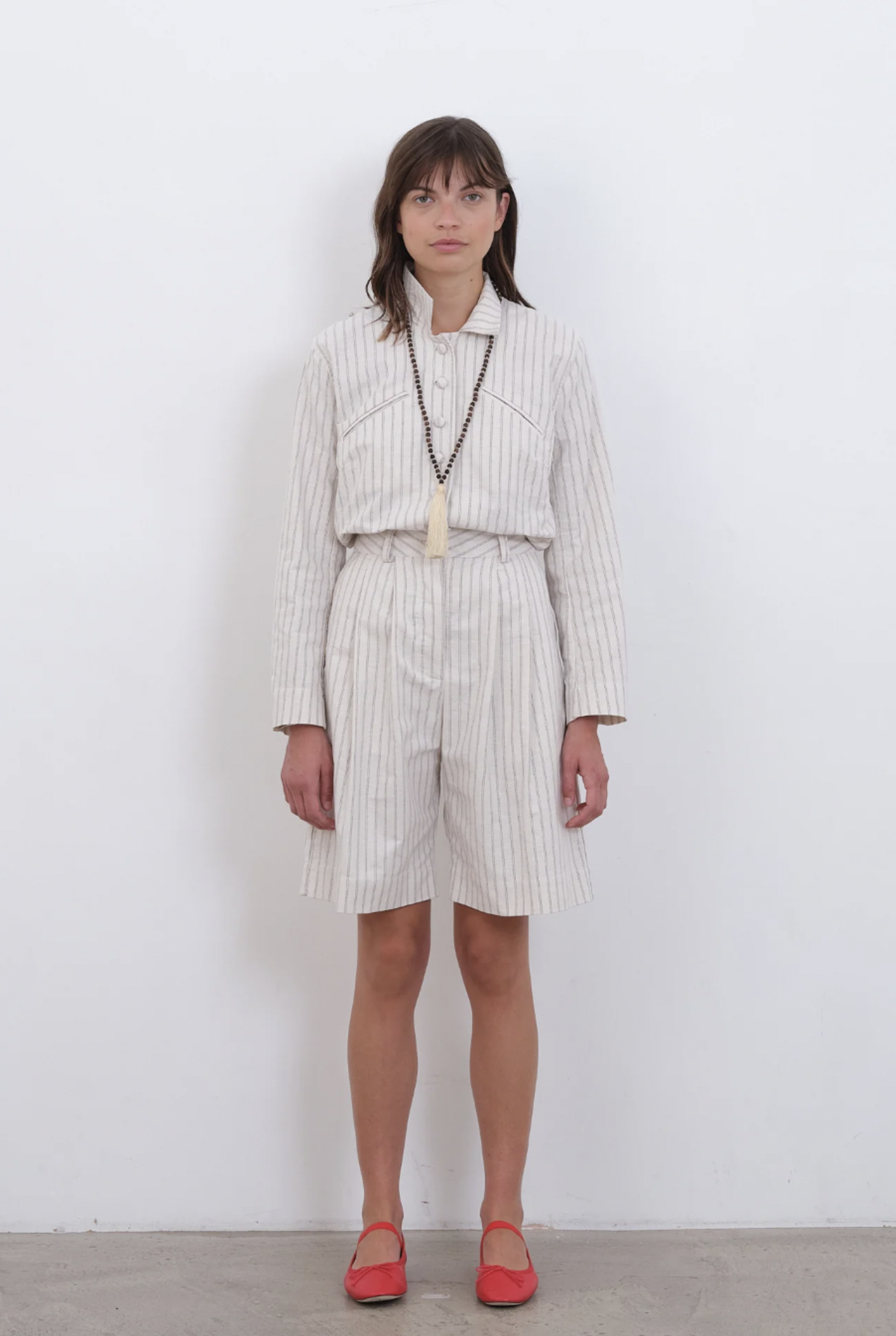 Japanese Oxford Cotton Mara Short Ecru/Fawn