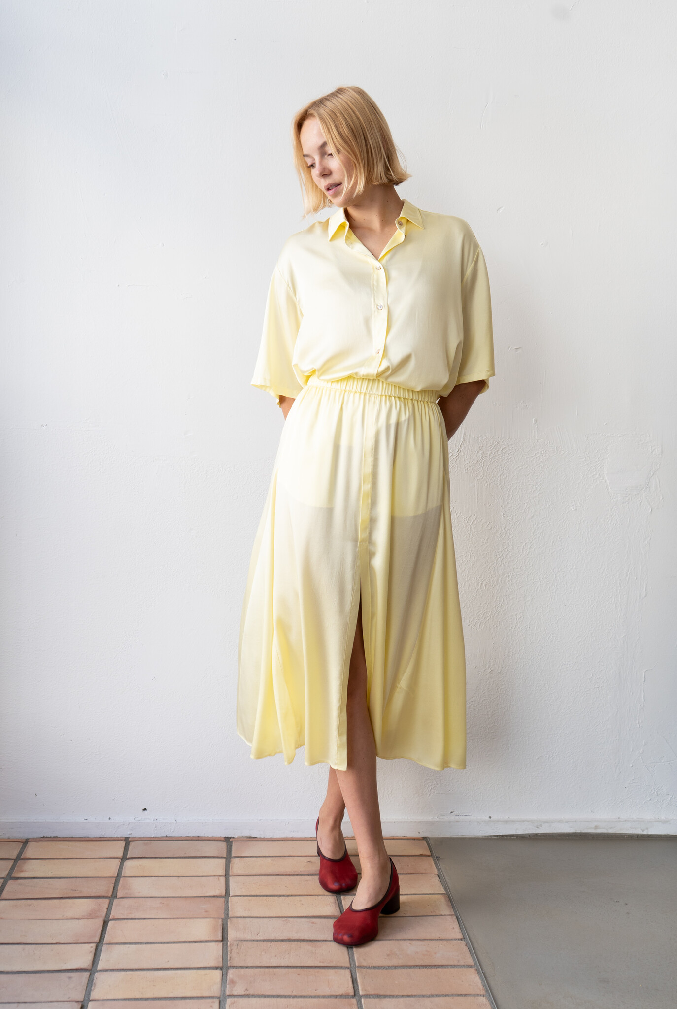 Essential Elasticated Skirt Satin Daffodil