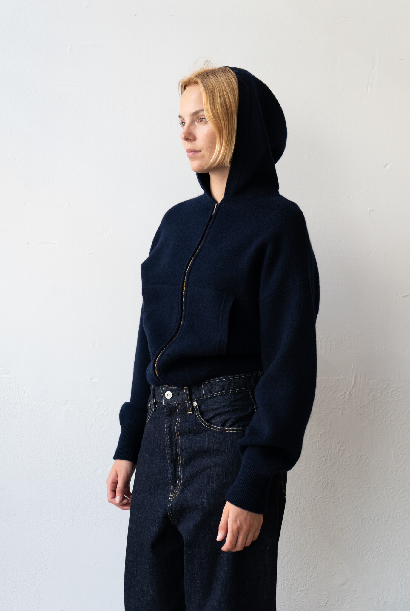 Lilia Hooded Zip Cardigan Navy