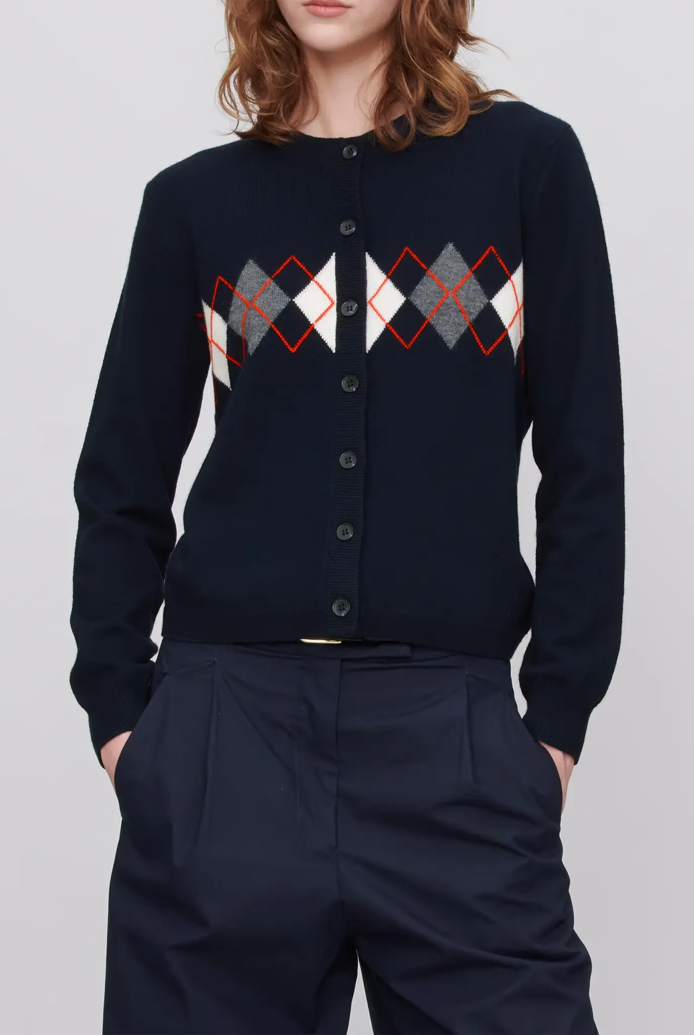 Aria Wool Checkered Cardigan