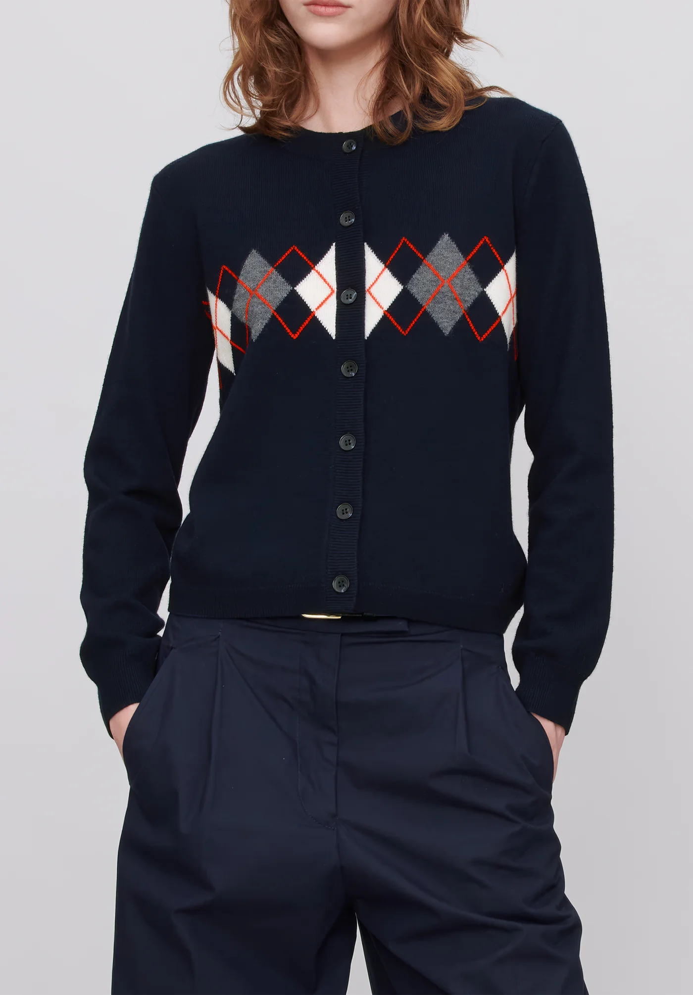 Aria Wool Checkered Cardigan