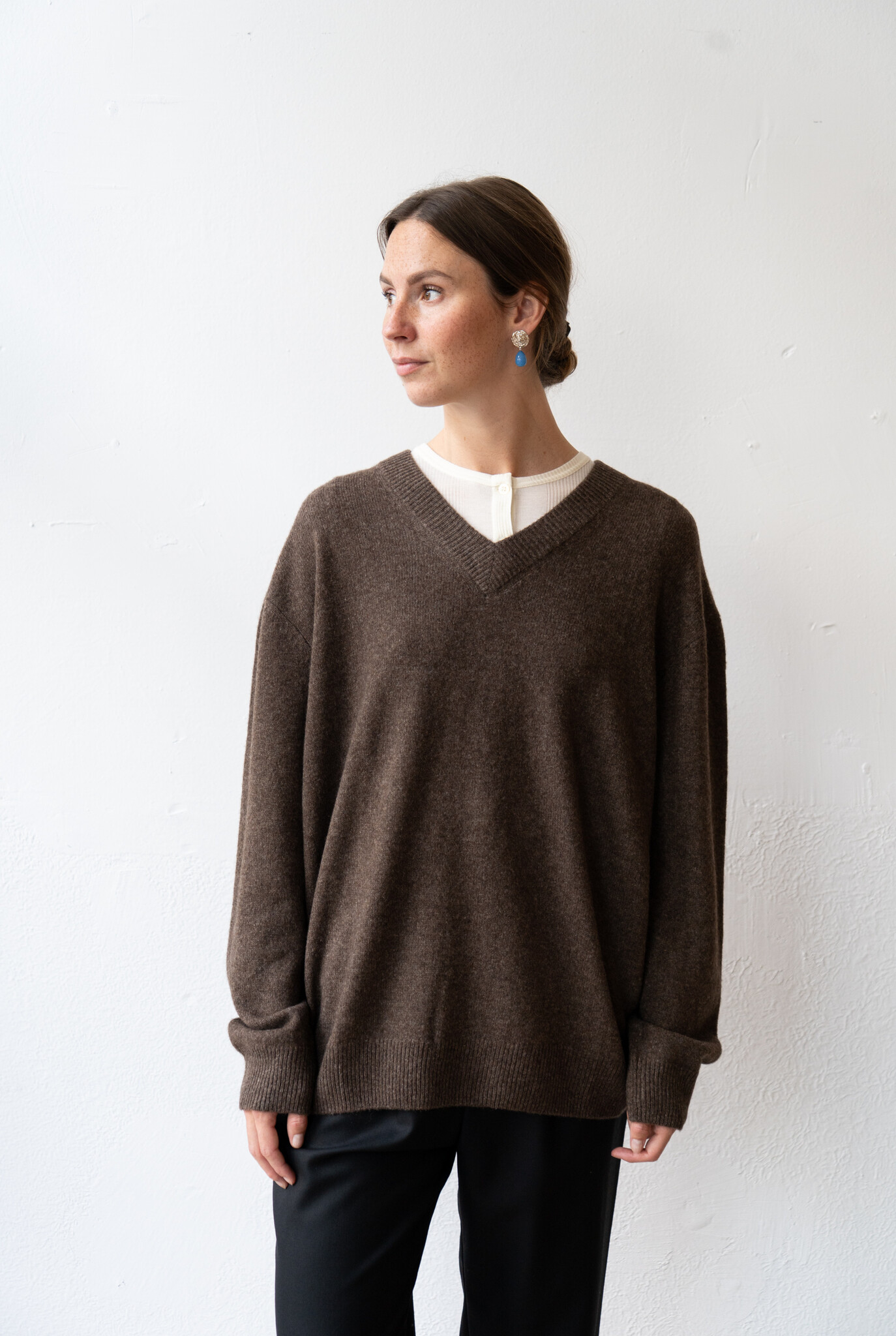 Dany V-neck sweater brown melee