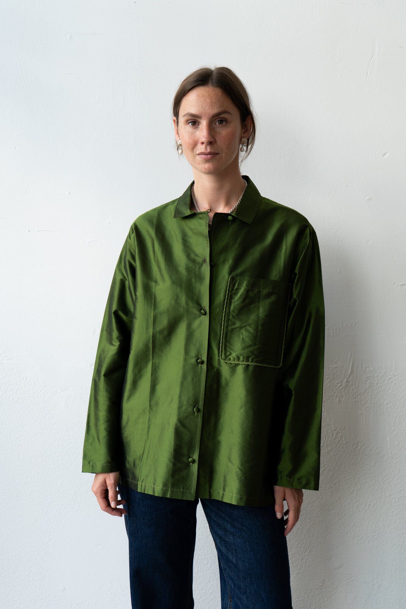 Silk Dupion L/S August Shirt With Trim Bottle