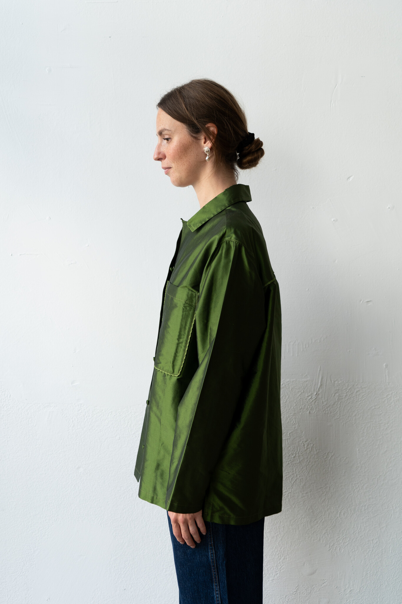 Silk Dupion L/S August Shirt With Trim Bottle