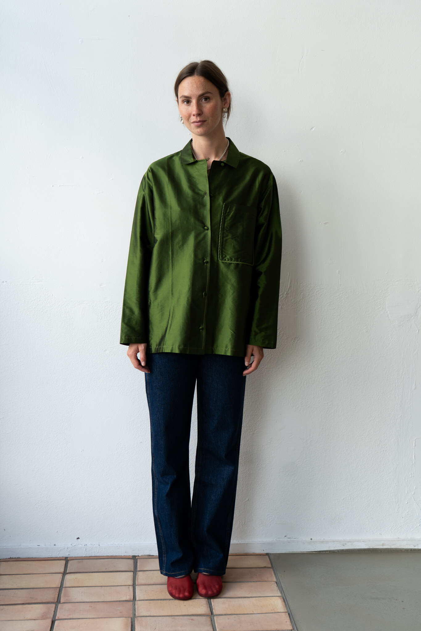 Silk Dupion L/S August Shirt With Trim Bottle