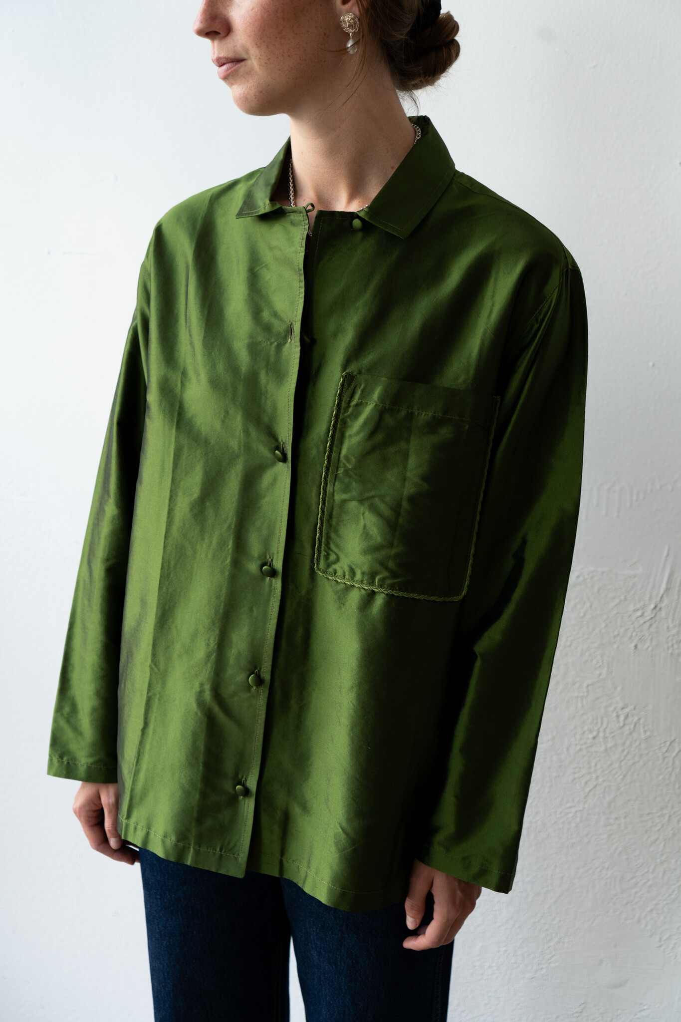 Silk Dupion L/S August Shirt With Trim Bottle