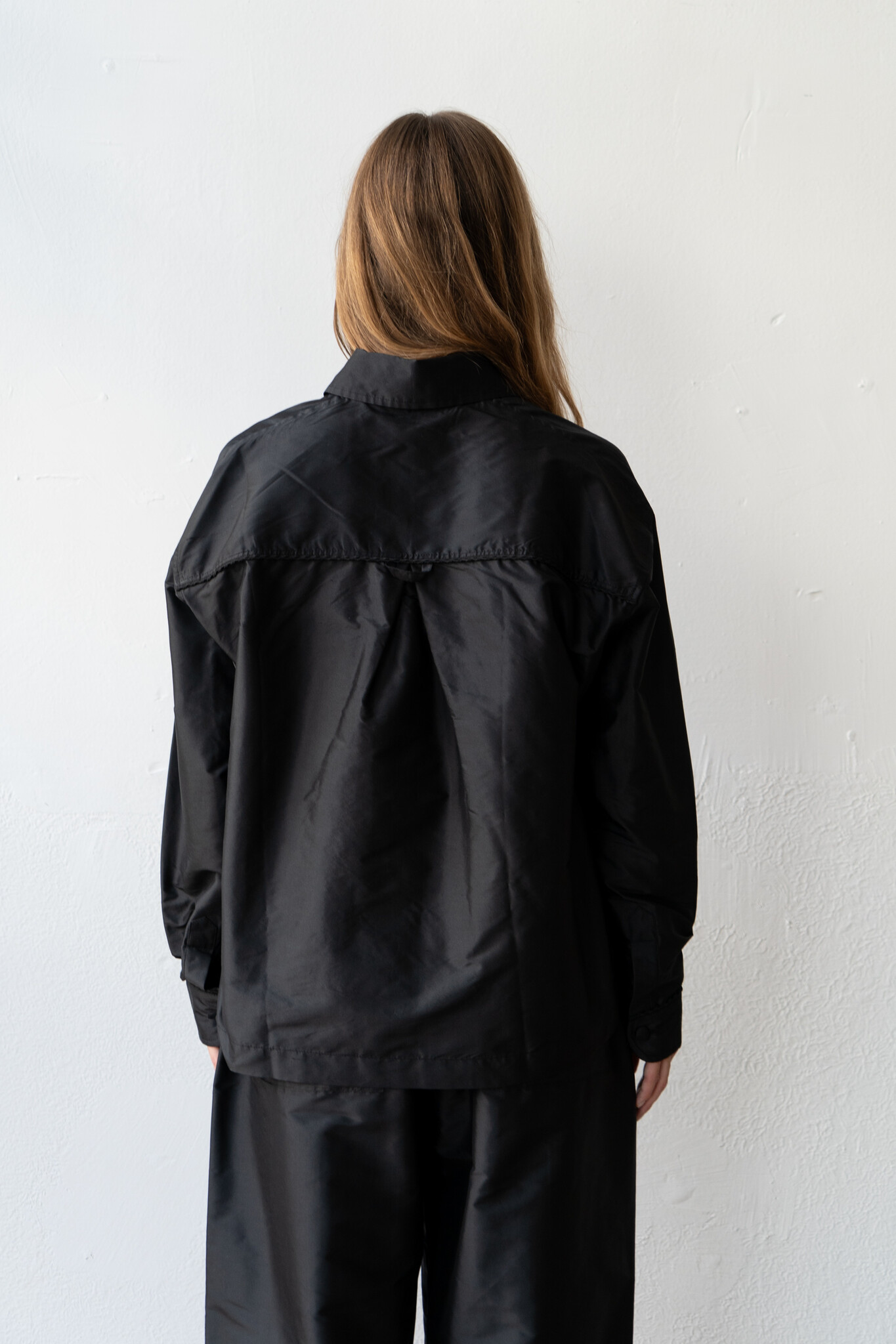 Silk Dupion Dennis Shirt With Trim Black