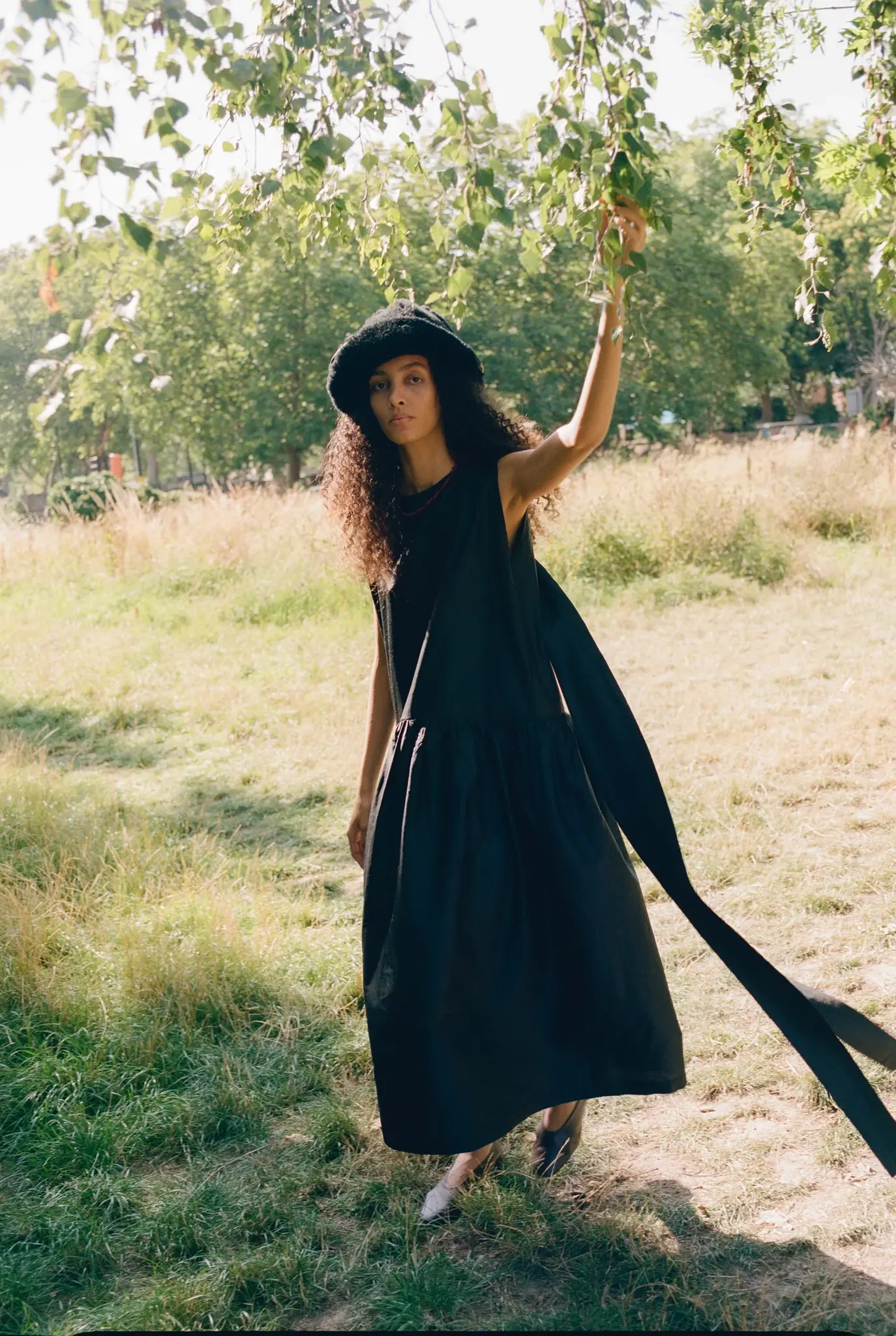 Silk Dupion Gathered Isabella Dress Black