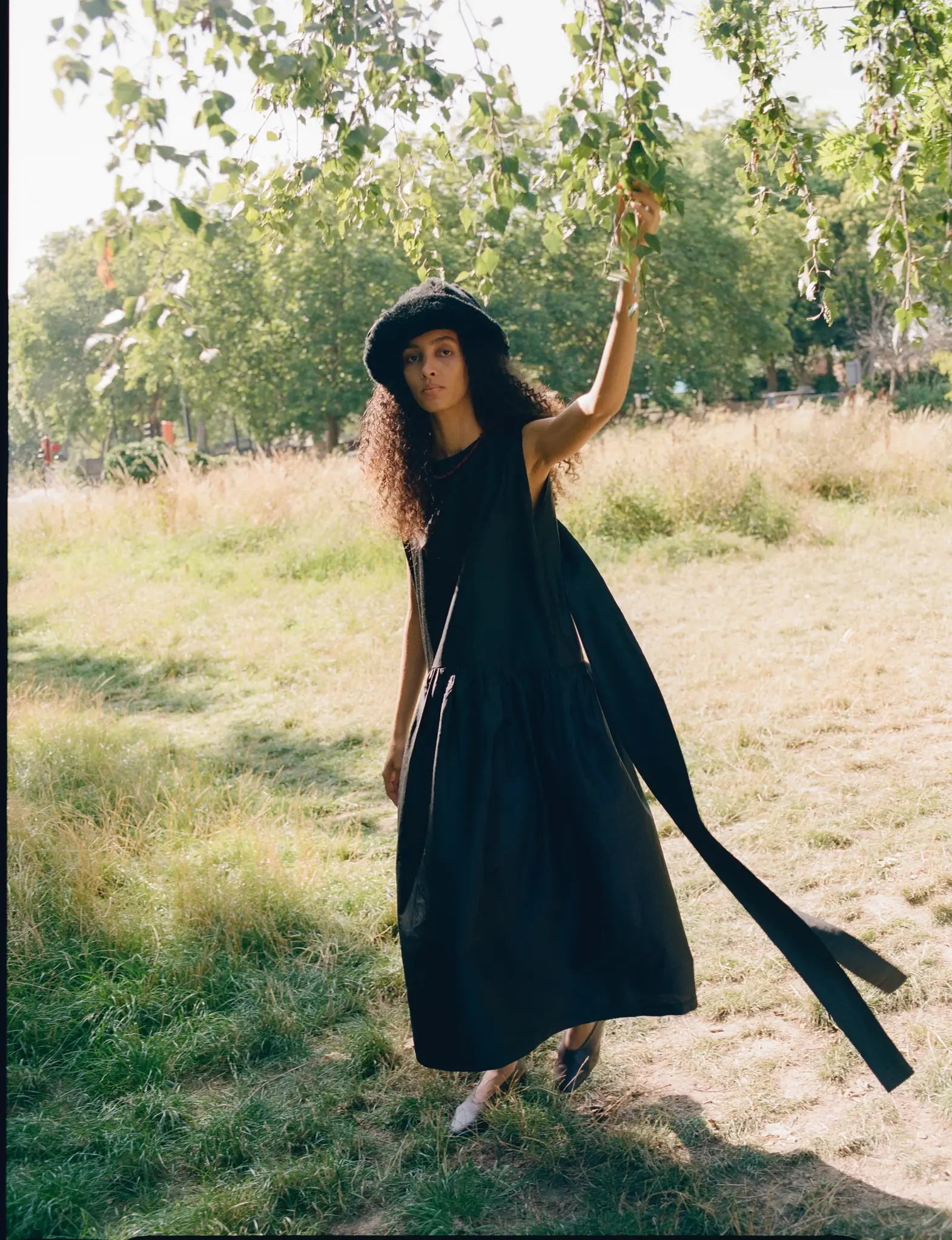 Silk Dupion Gathered Isabella Dress Black