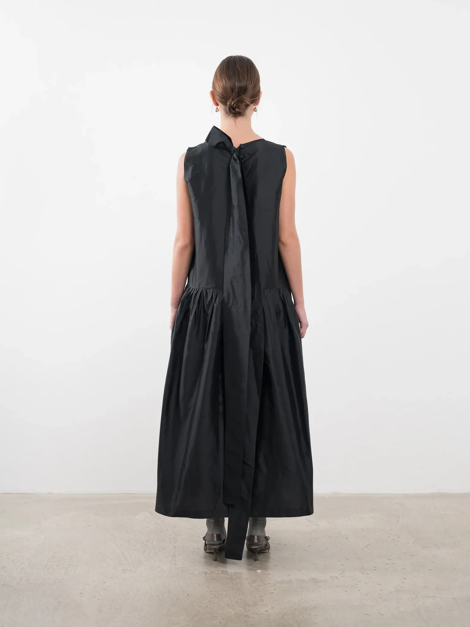 Silk Dupion Gathered Isabella Dress Black