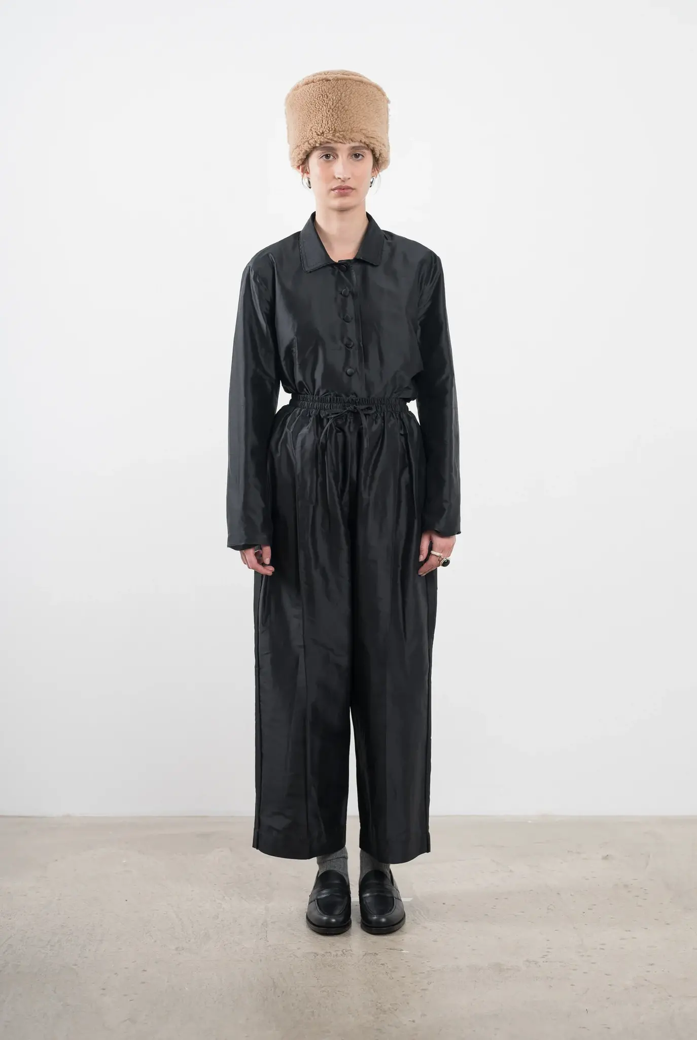 Silk Dupion Luna Trouser With Trim Black