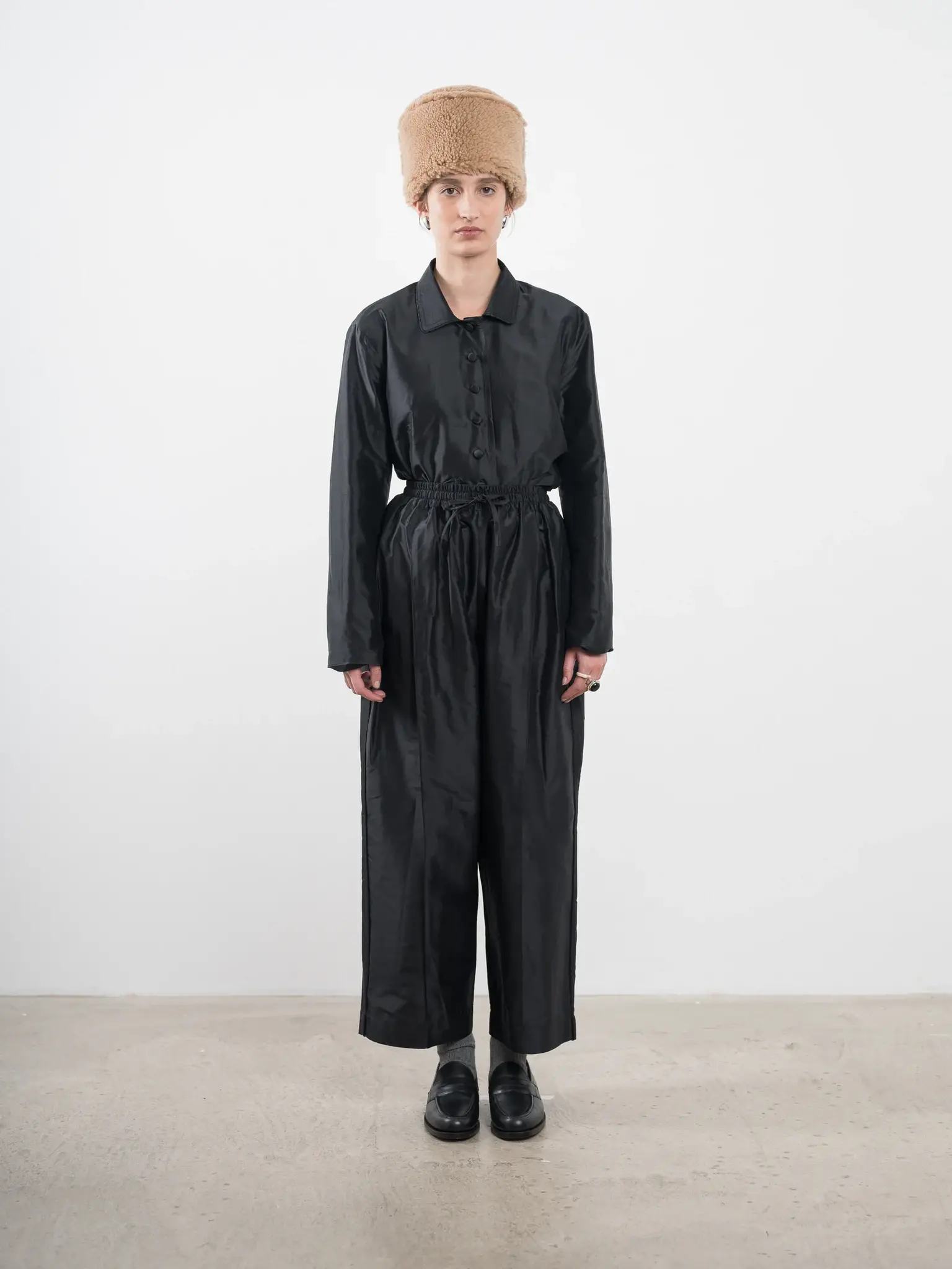 Silk Dupion Luna Trouser With Trim Black