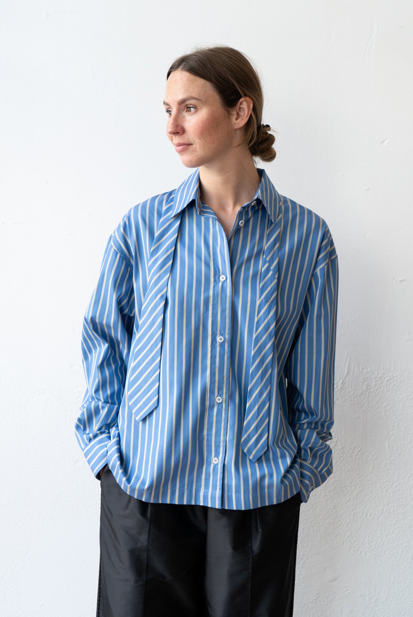 Japanese Striped Dennis Shirt Blue/Dandelion