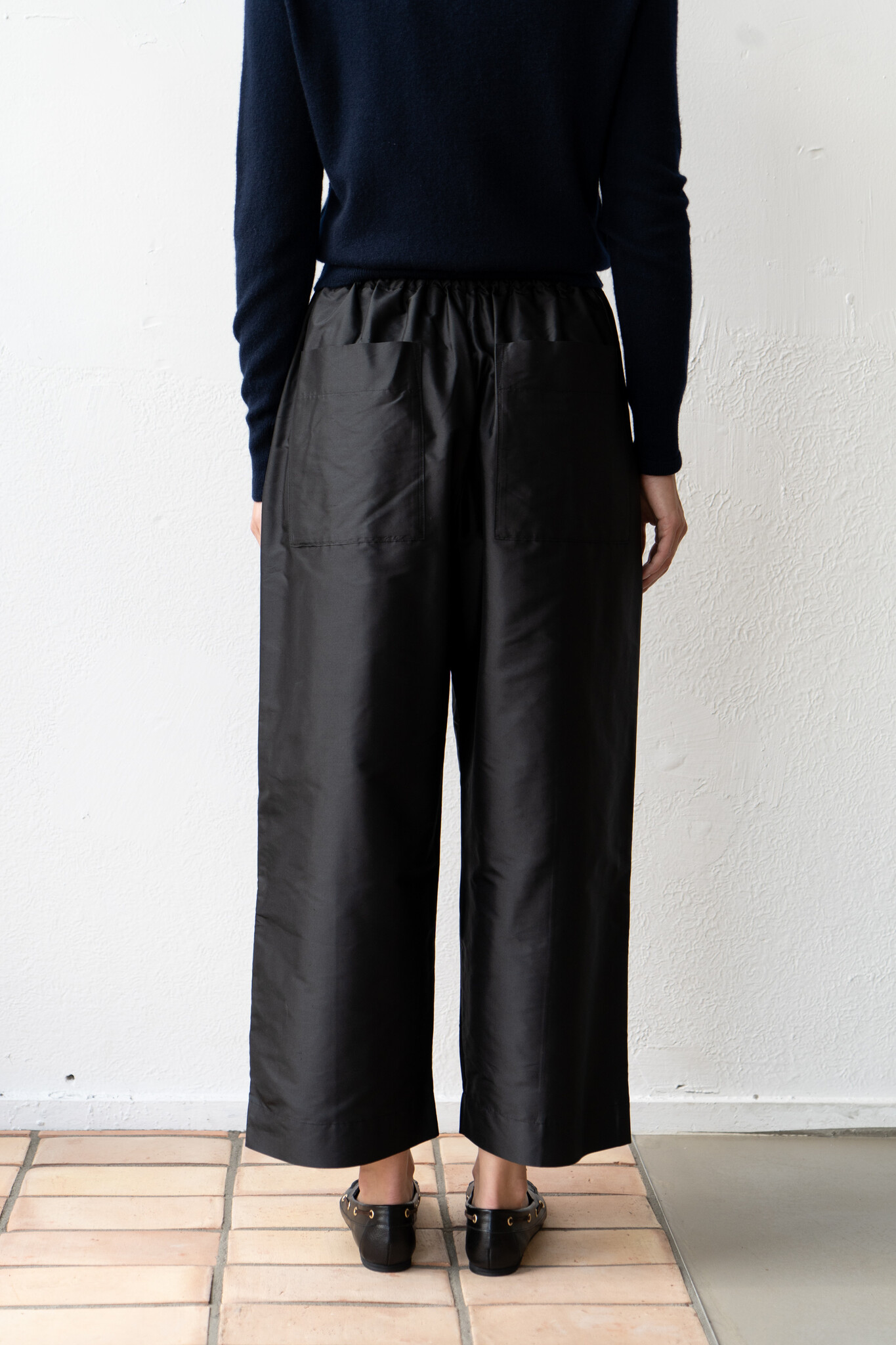 Silk Dupion Luna Trouser With Trim Black