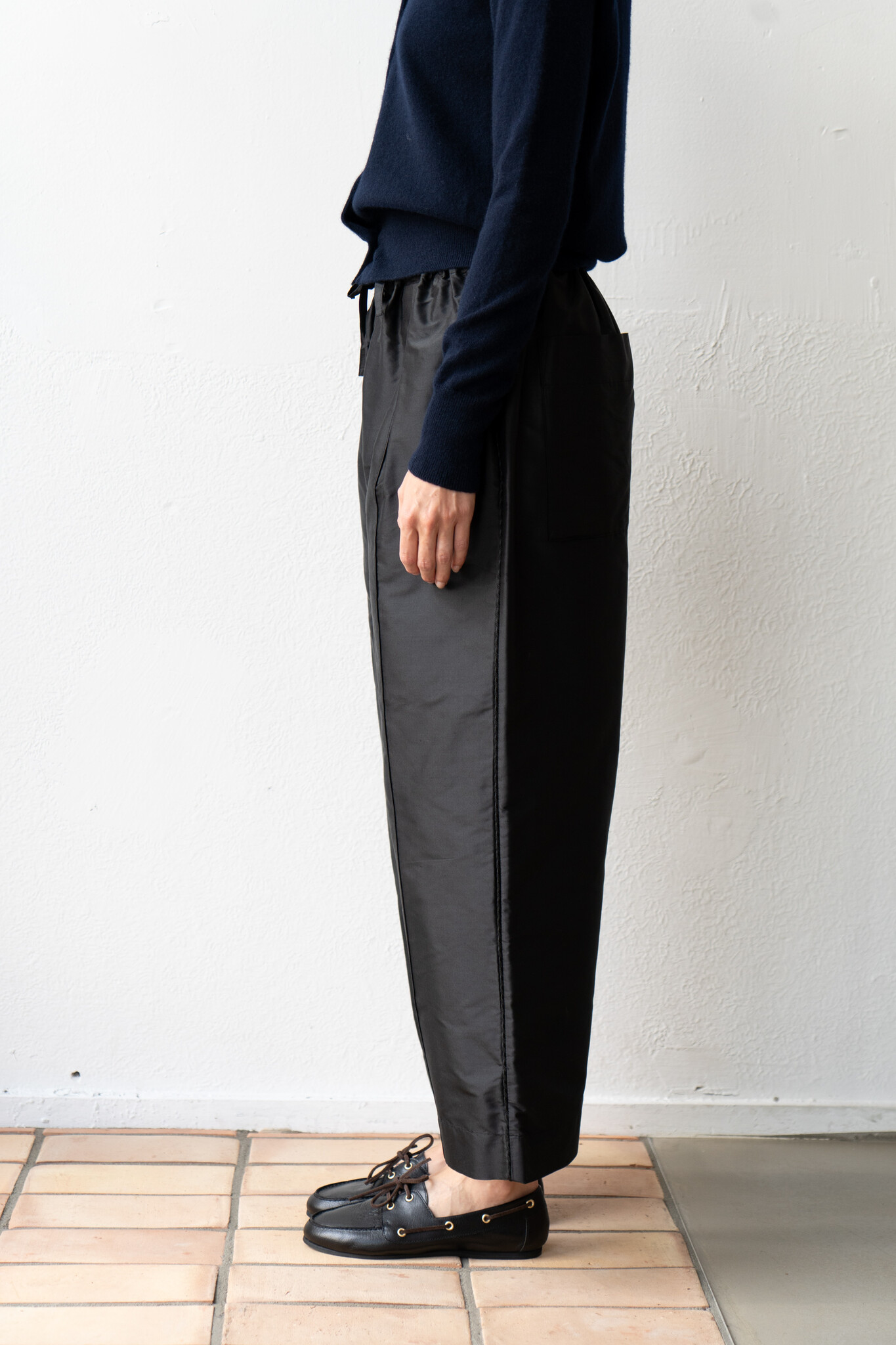 Silk Dupion Luna Trouser With Trim Black