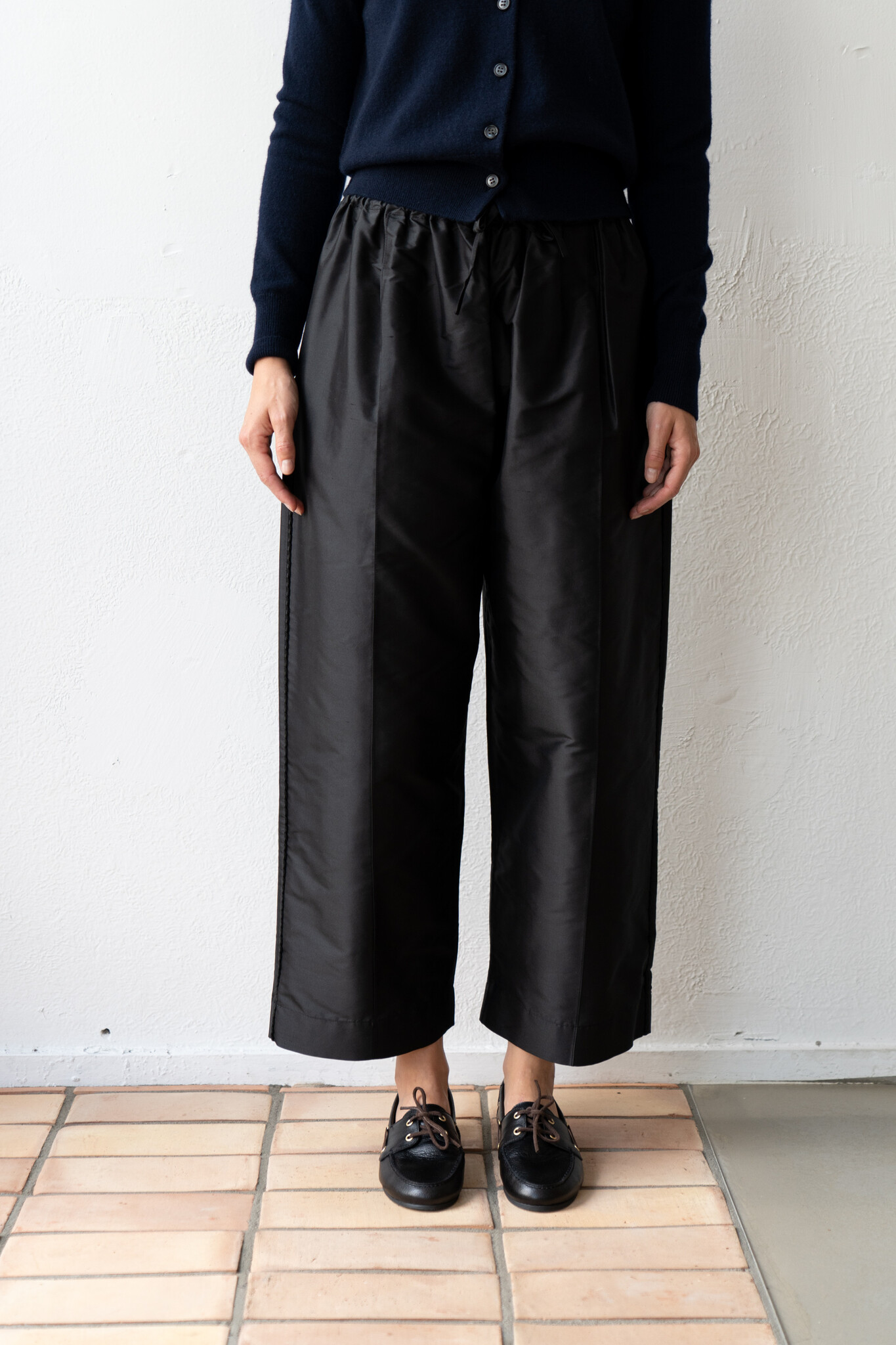 Silk Dupion Luna Trouser With Trim Black