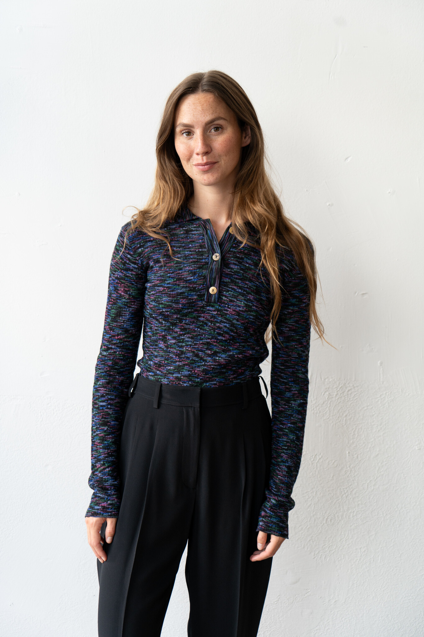 Avril Polo Black Multi Spacedye