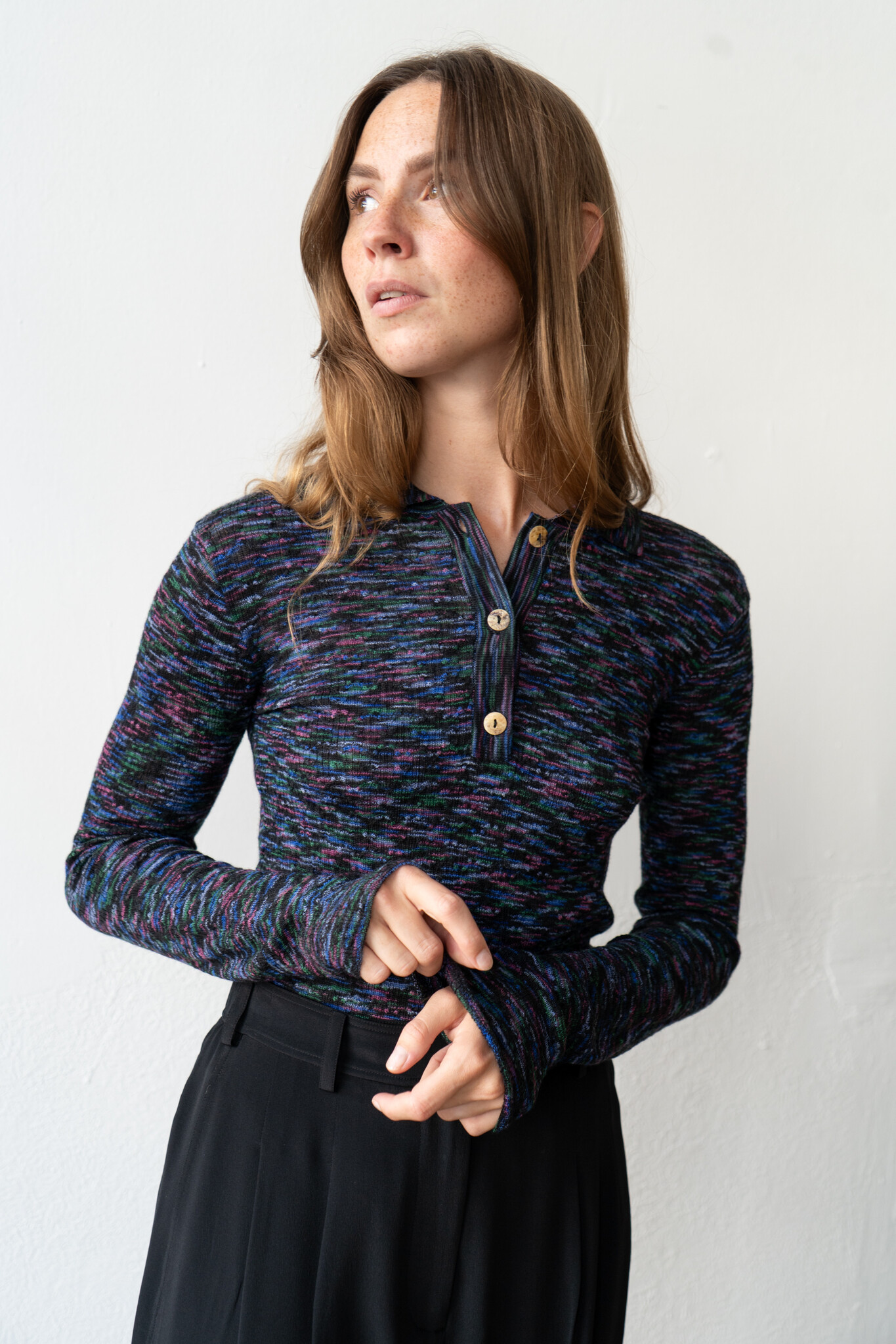 Avril Polo Black Multi Spacedye