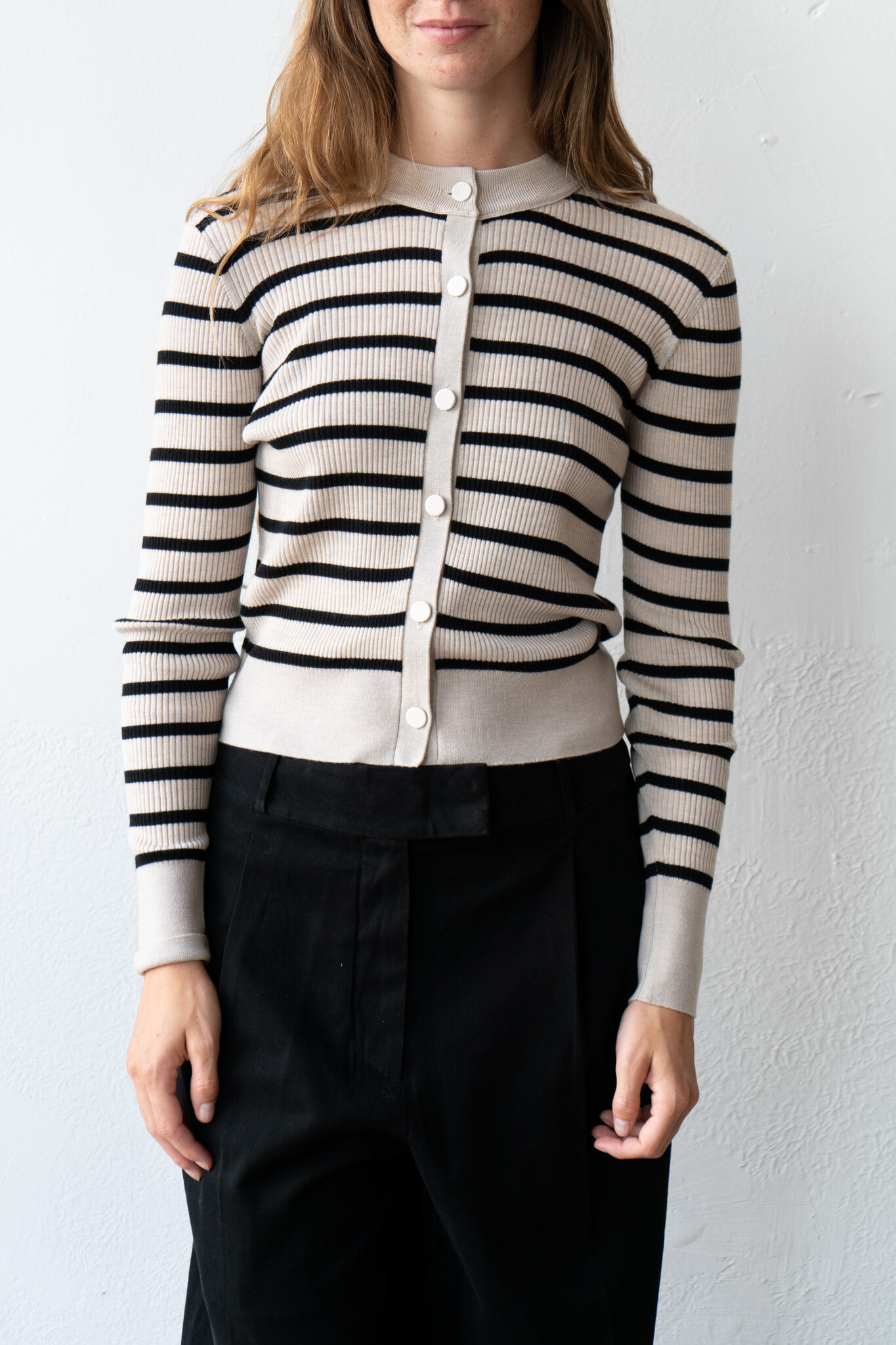 Merinos Superfine Stripe Small Juta Cardigan