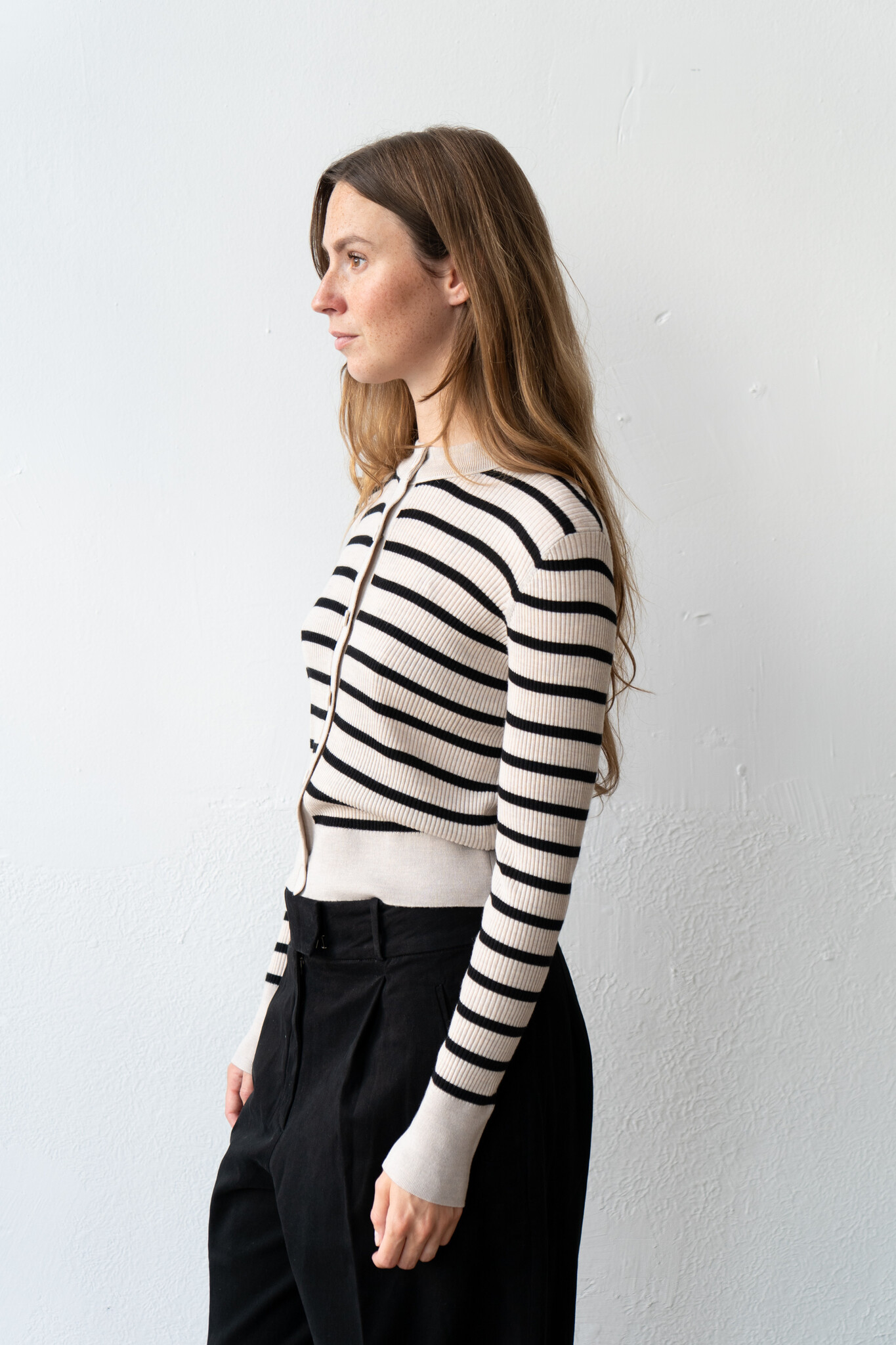 Merinos Superfine Stripe Small Juta Cardigan
