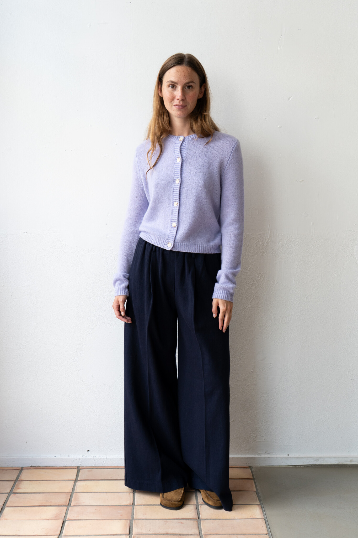 fluid cotton bull regular waist pants navy