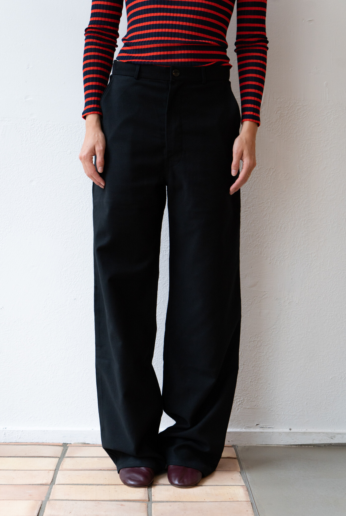 easy pant black twill cotton