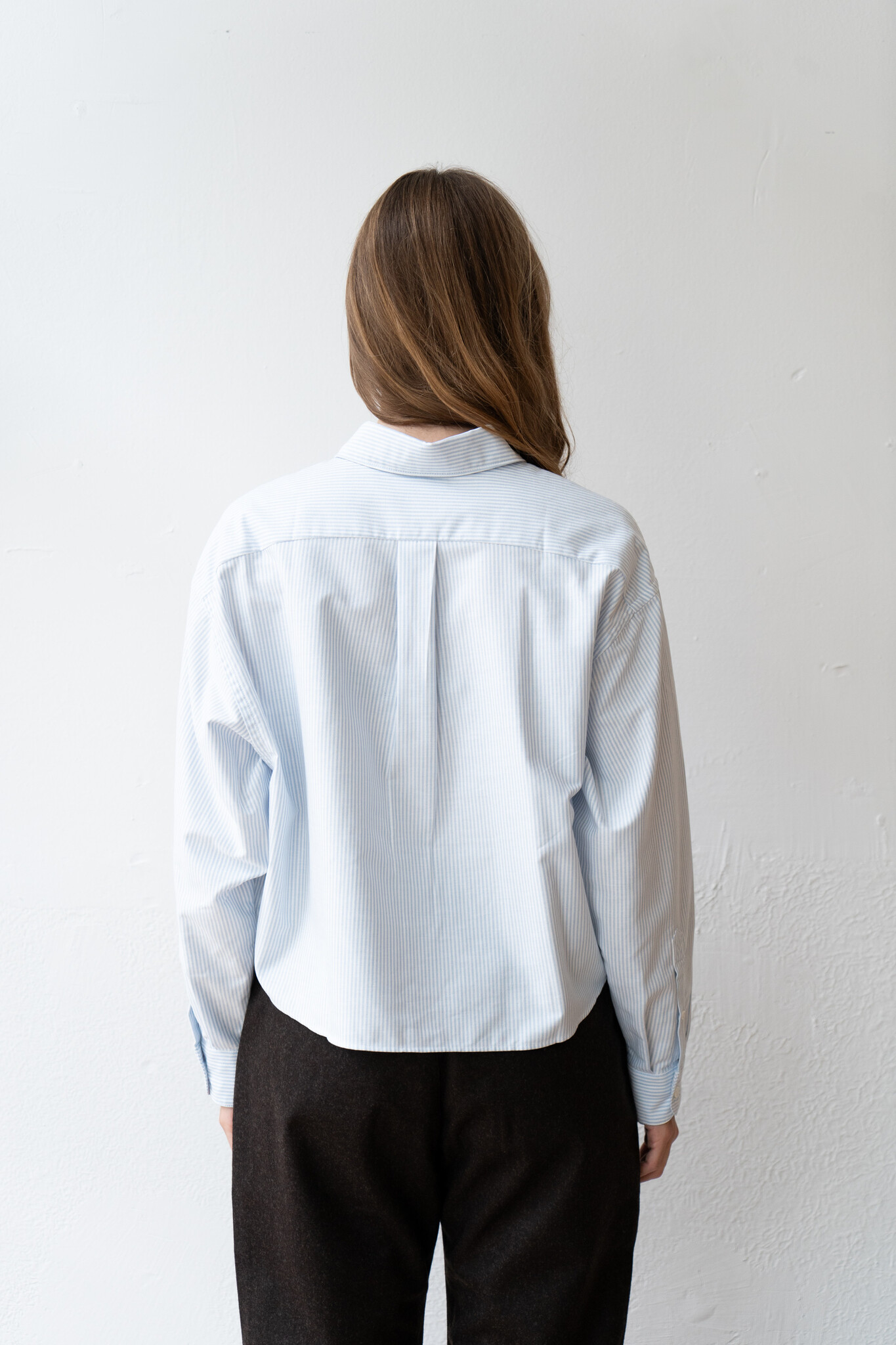 Sophia Button Down Logo Chemise Blue Fine Stripe