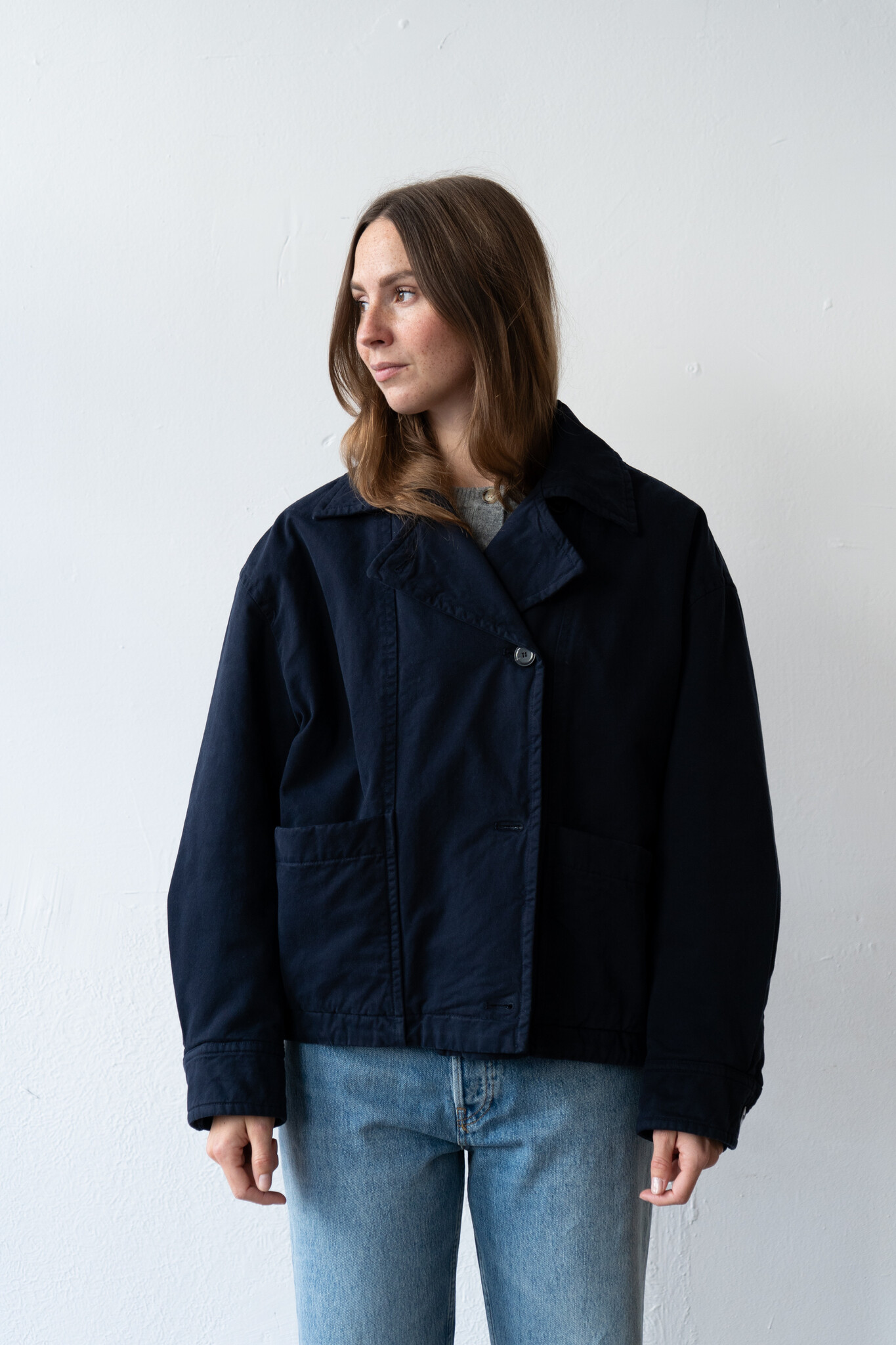 Short cotton fall jacket Navy