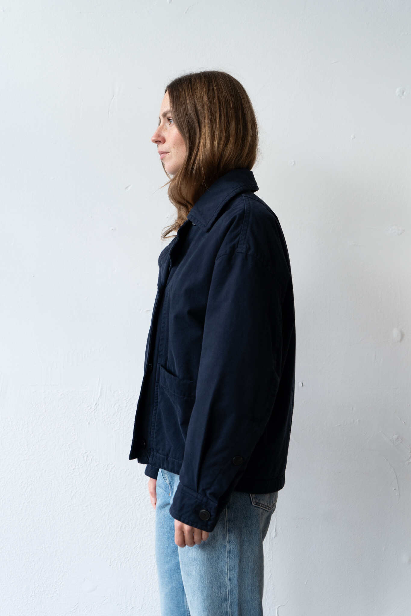Short cotton fall jacket Navy