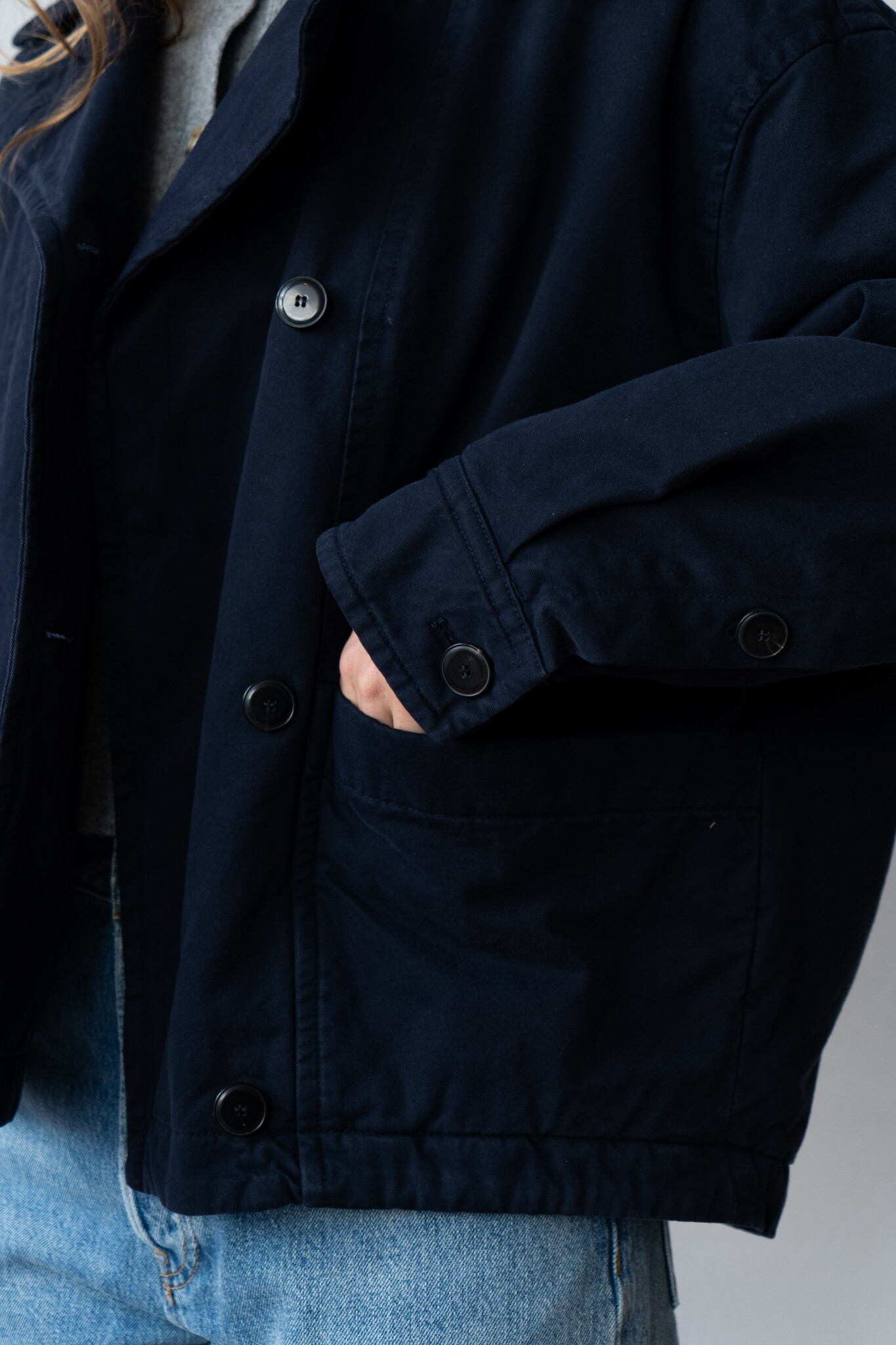 Short cotton fall jacket Navy