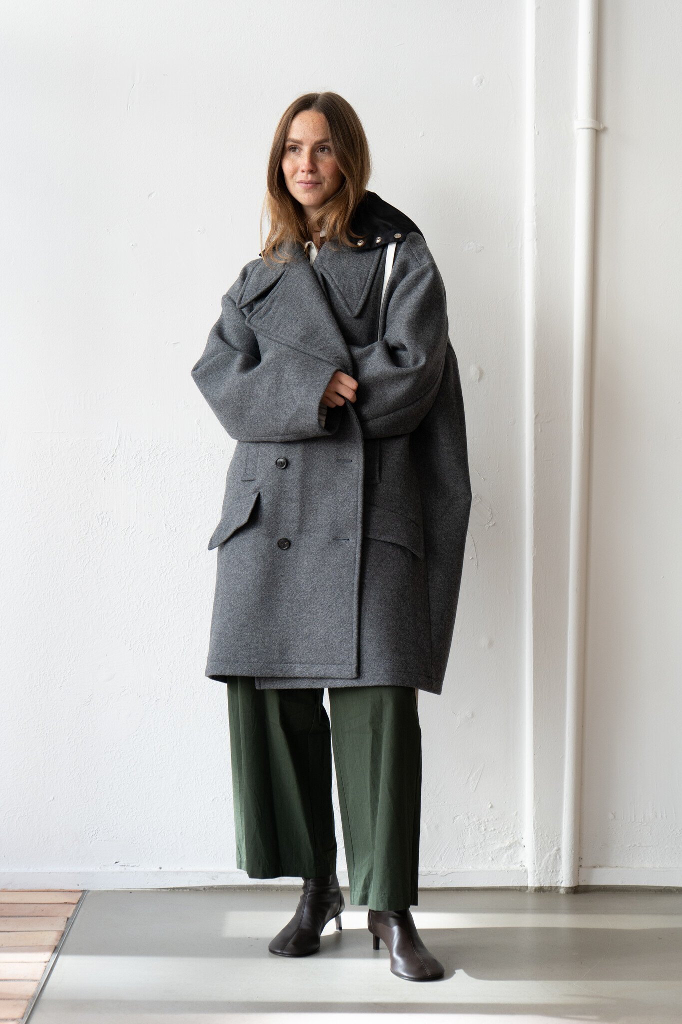 Baldwin unisex oversized pea coat grey