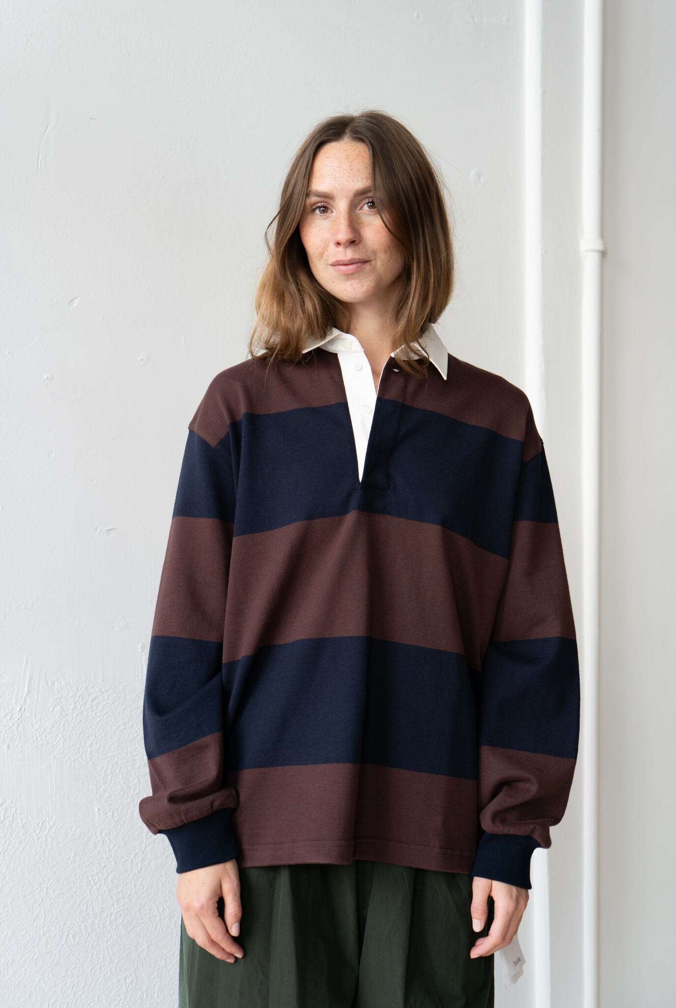 Rugby longsleeve sweatshirt brown / dark navy